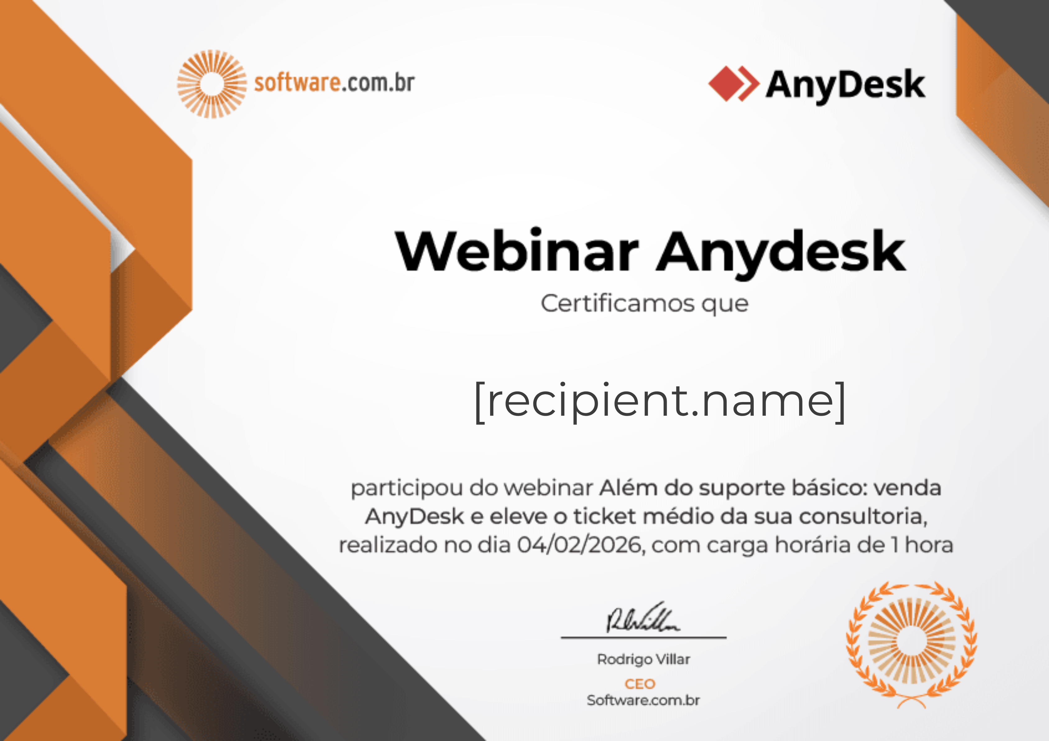 Webinar | Além do suporte básico: venda AnyDesk e eleve o ticket médio da sua consultoria certificate