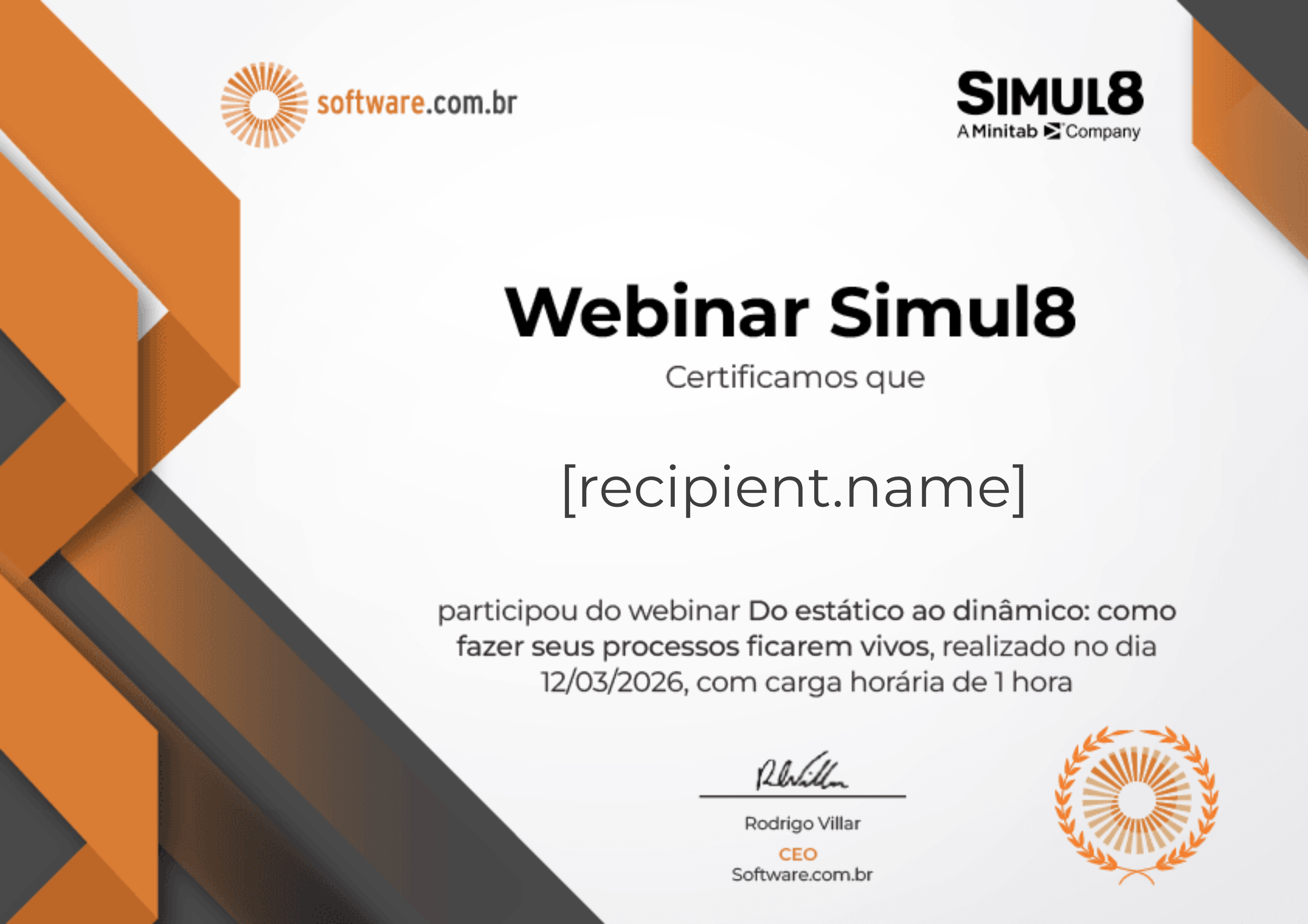 Webinar | Do estático ao dinâmico: como fazer seus processos ficarem vivos certificate