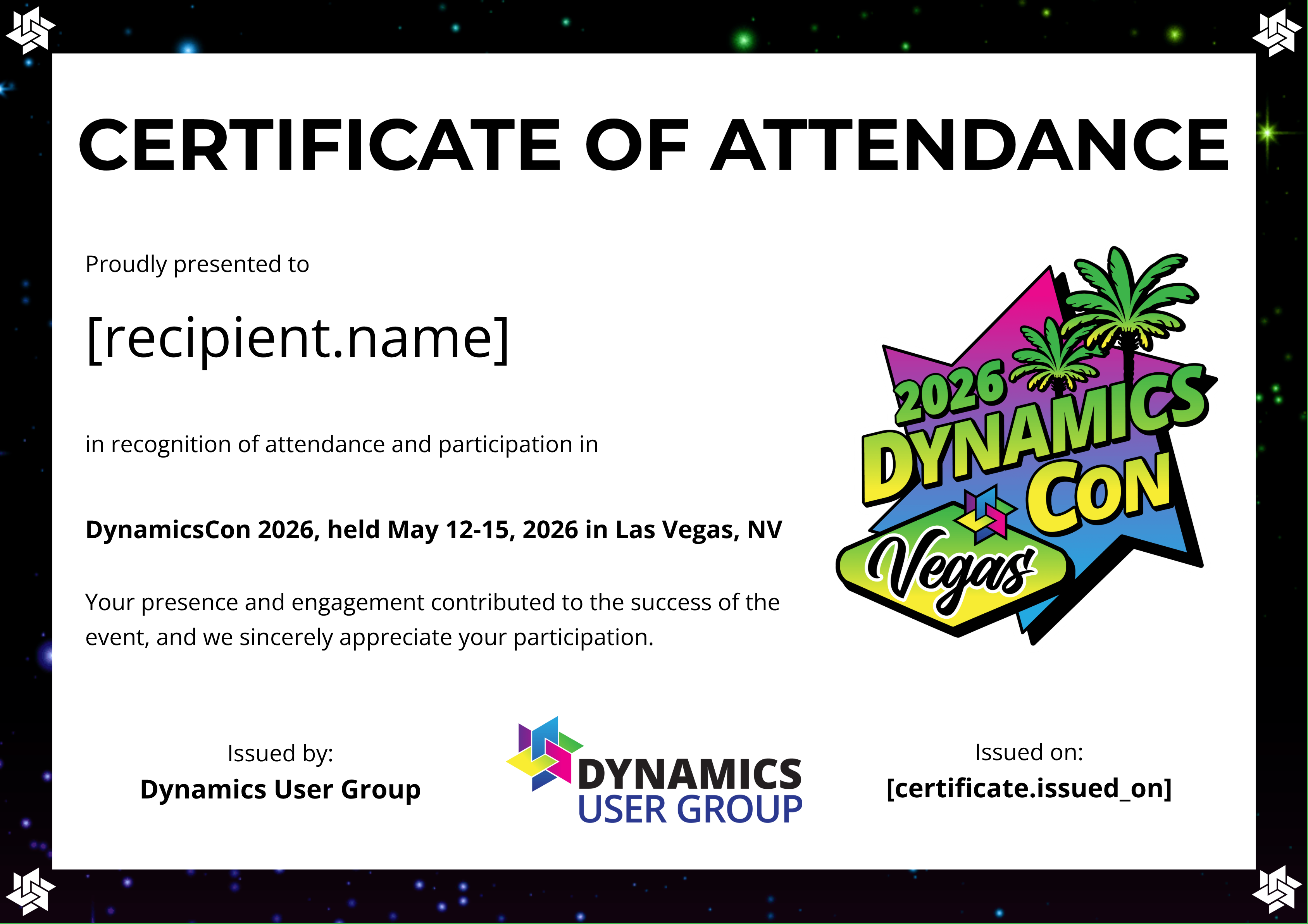DynamicsCon 2026 certificate
