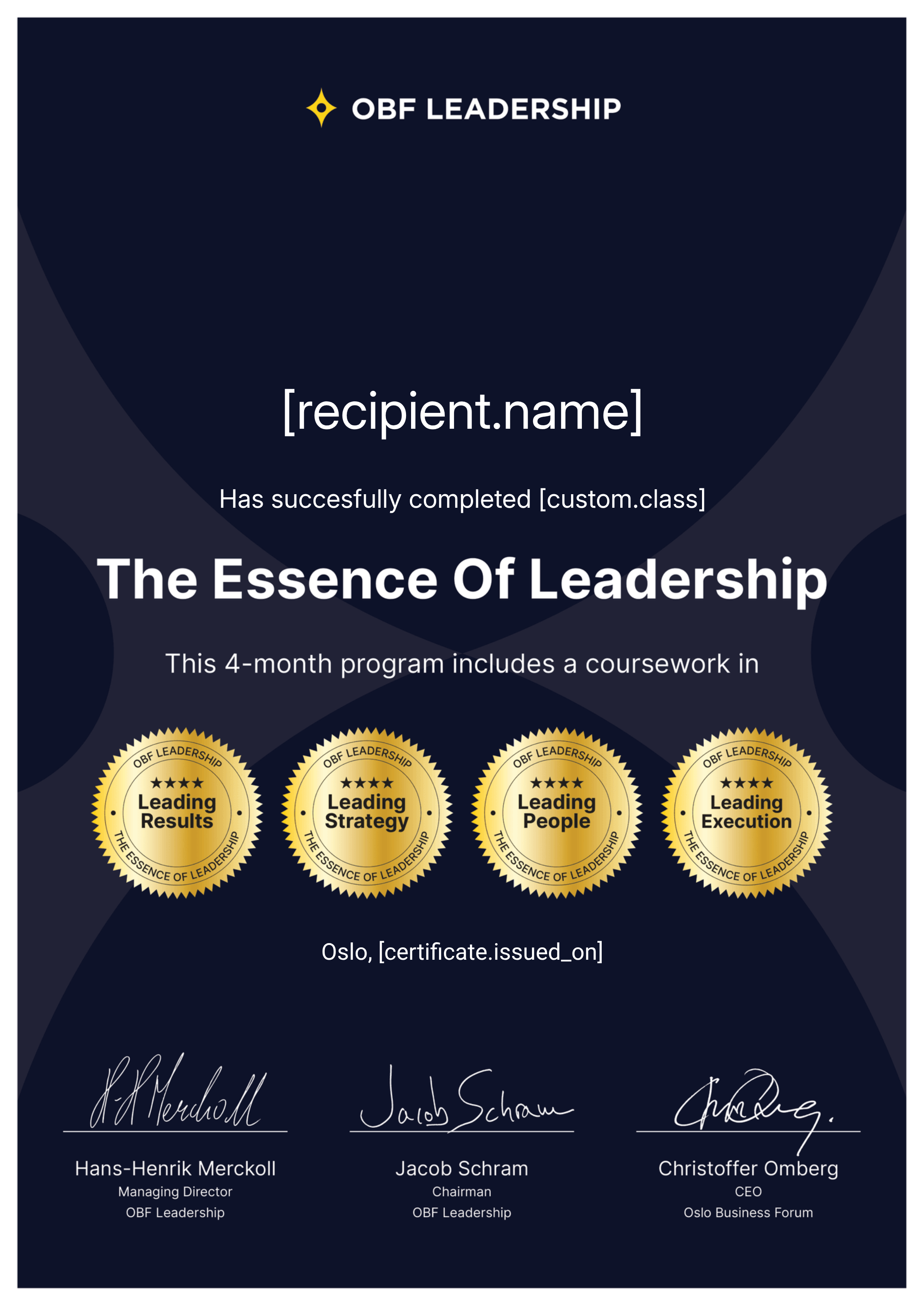 OBF Leadership "The Essence of Leadership" - Universal certificate