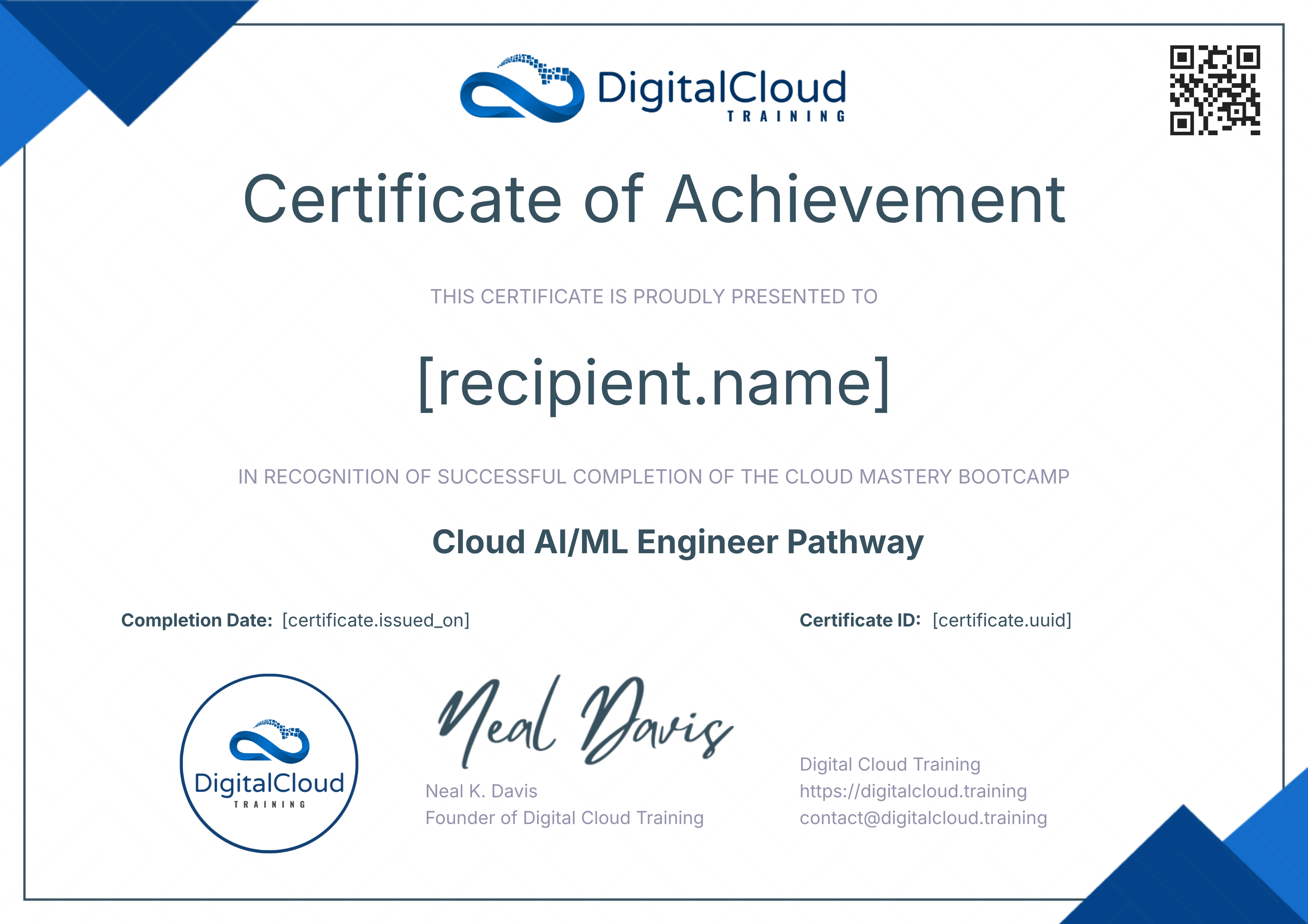 Cloud AI/ML Engineer - Cloud Mastery Bootcamp Pathway (Intermediate) certificate