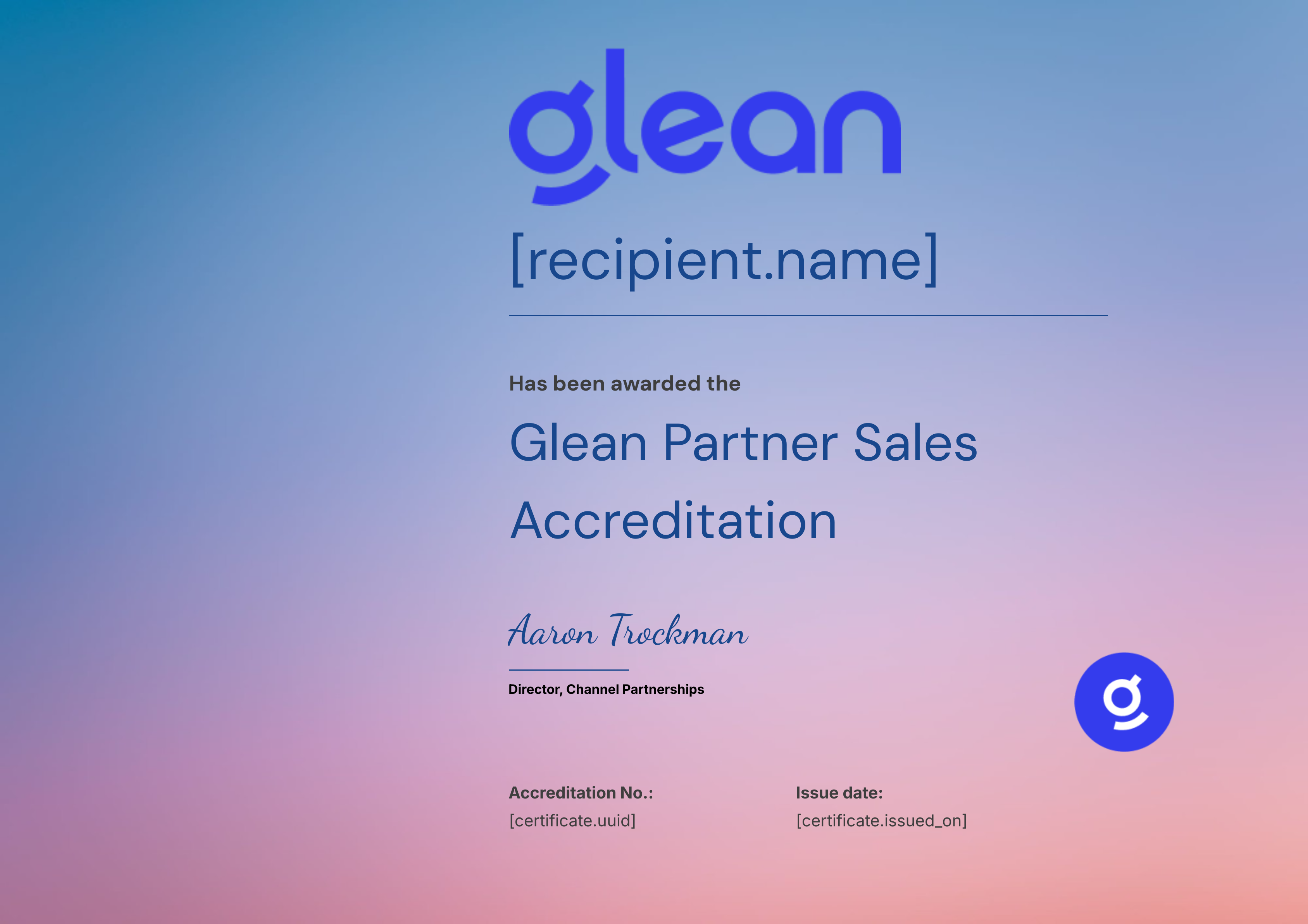 Glean Partner Accreditation (Sales) certificate