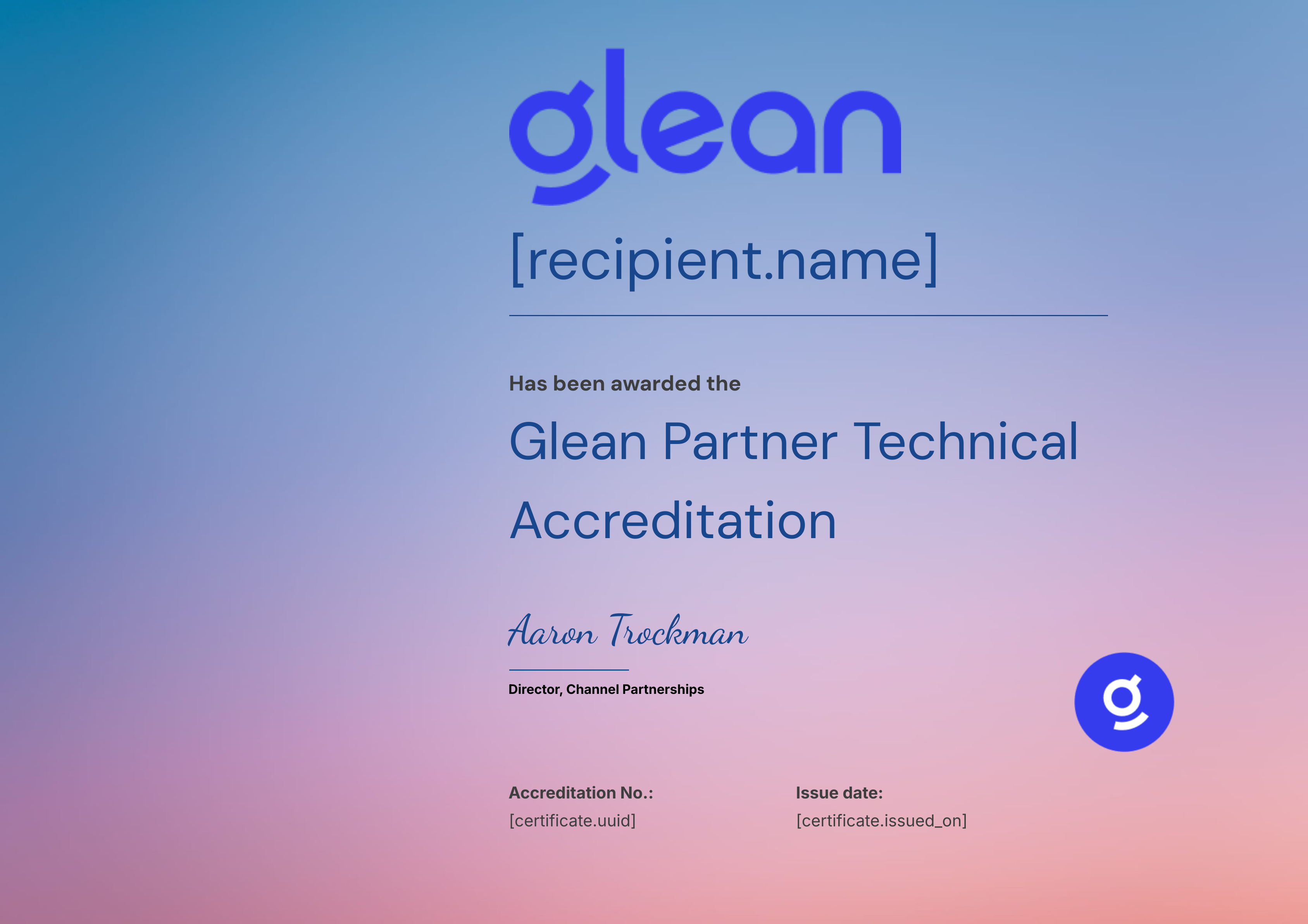 Glean Partner Accreditation (Technical) certificate