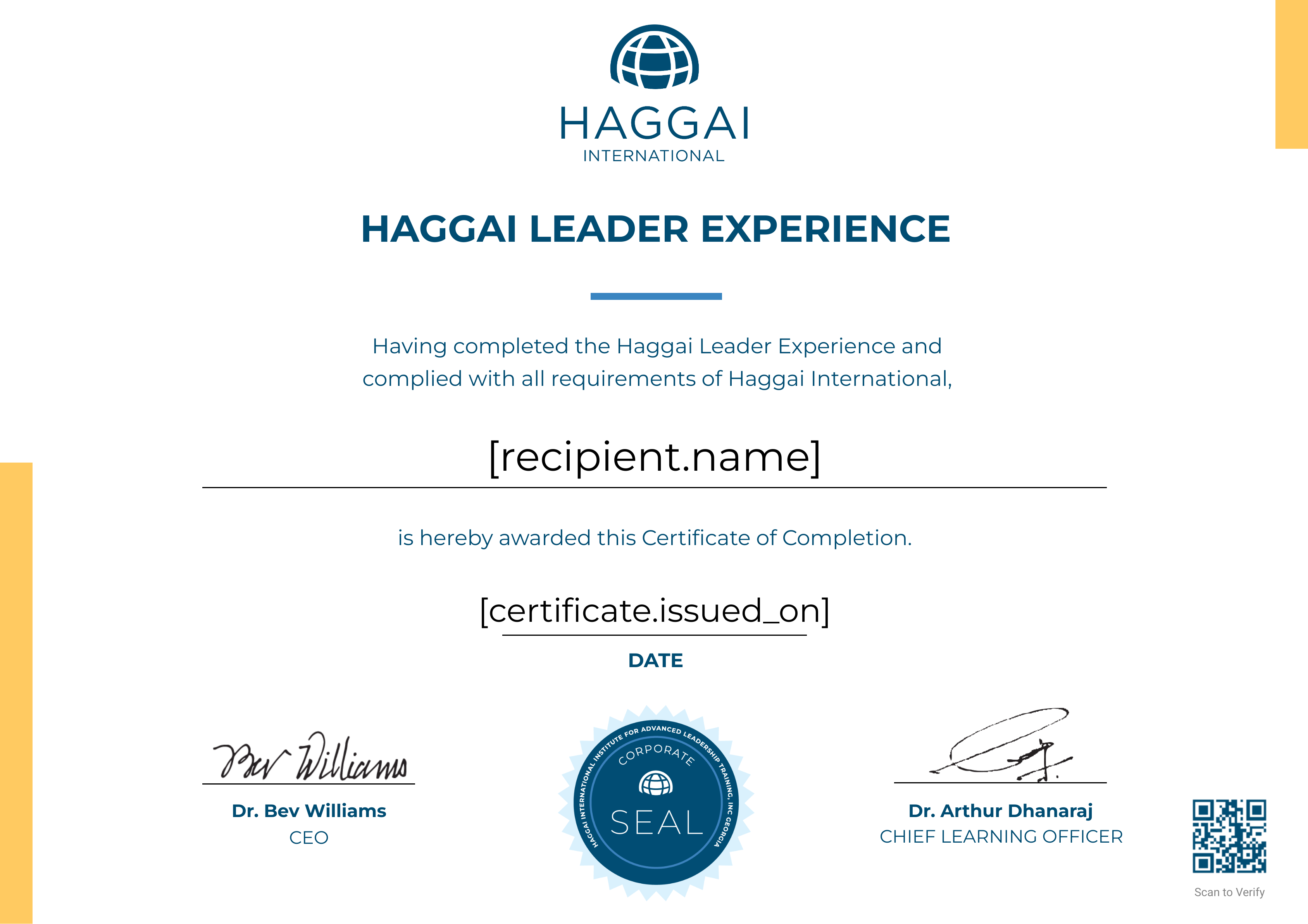 (TESTING) Haggai Leader Experience certificate