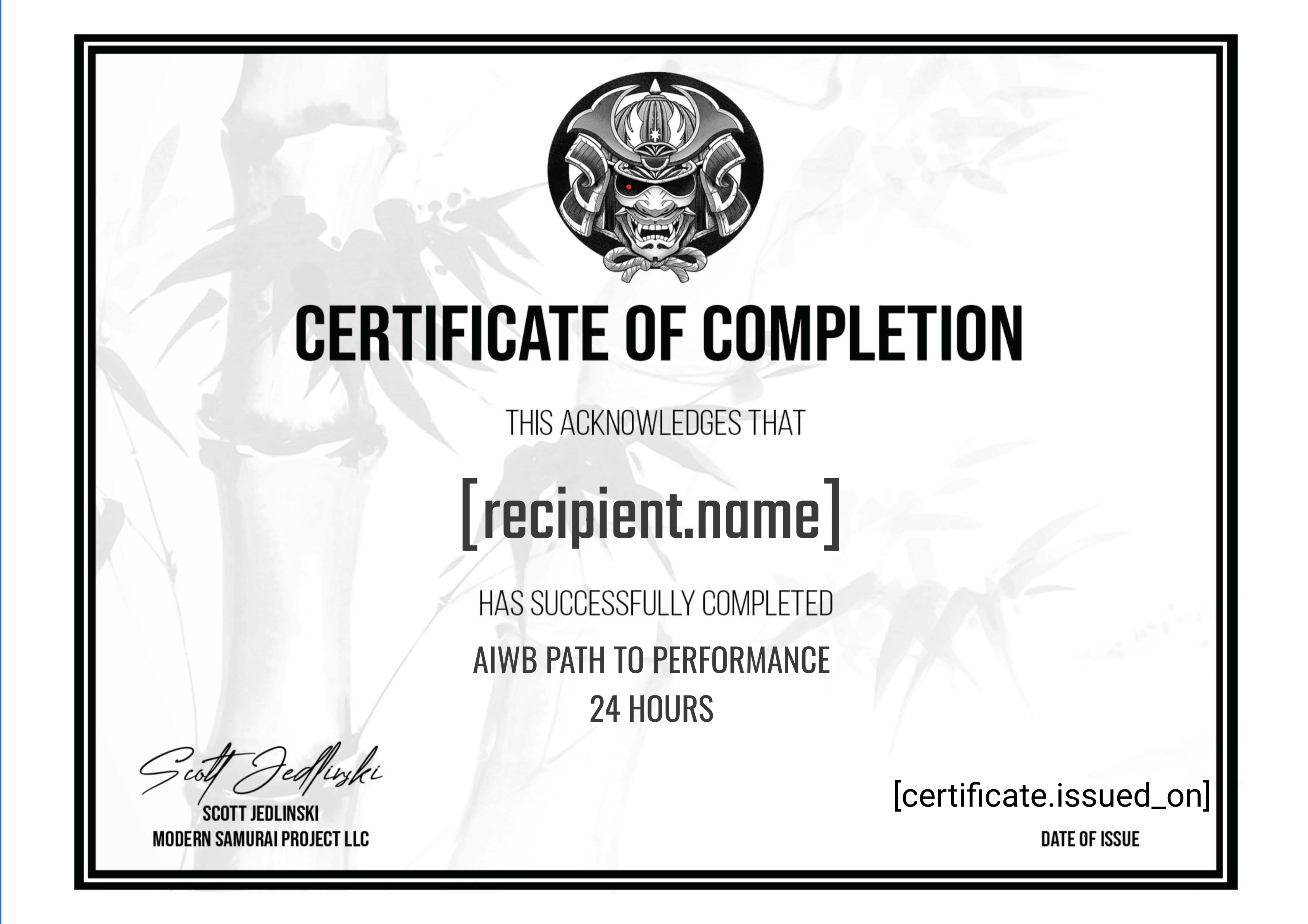 AIWB RDS Fundamentals & Performance Course certificate