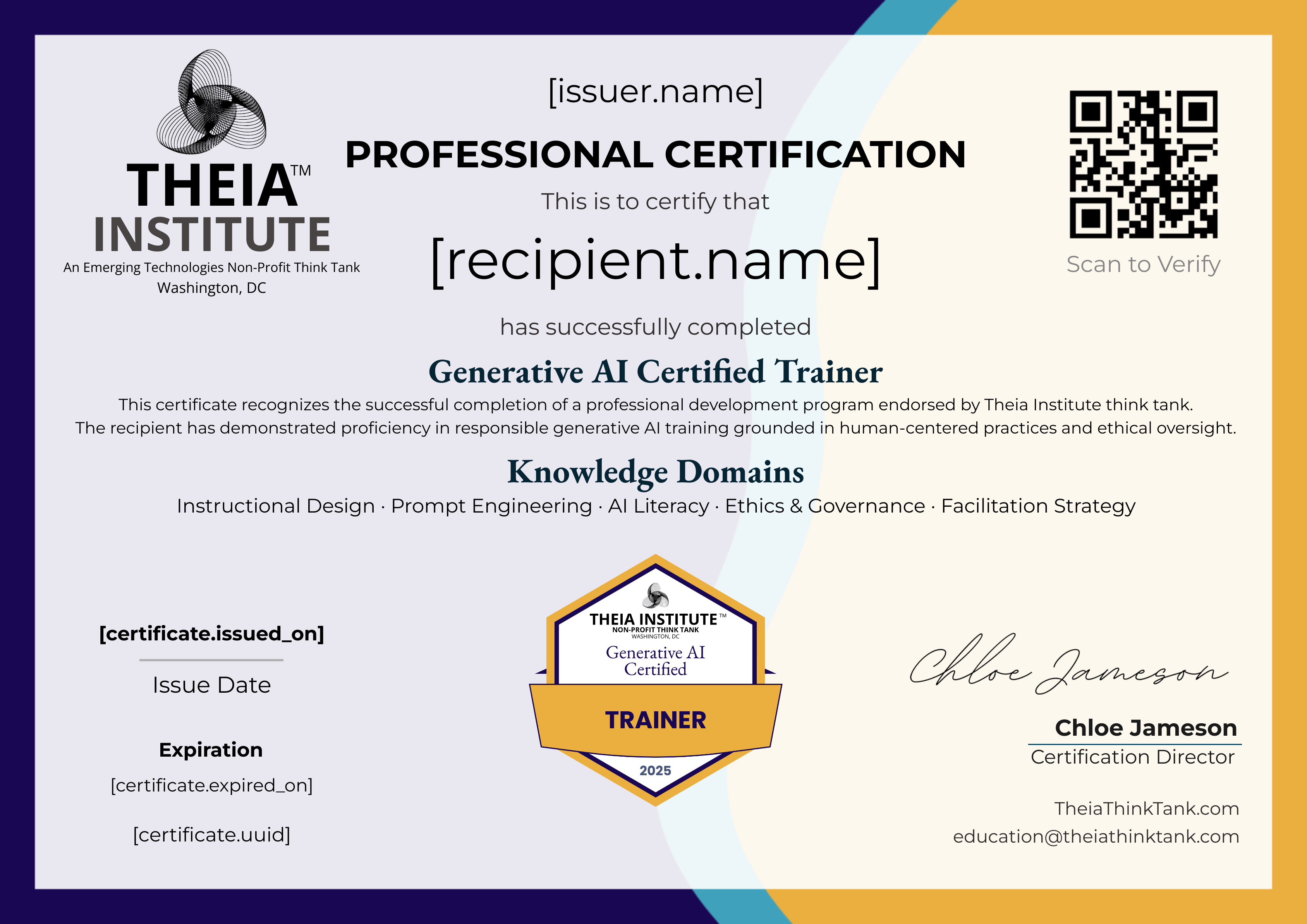 Generative AI Certified Trainer (Individual Professional Certification) certificate