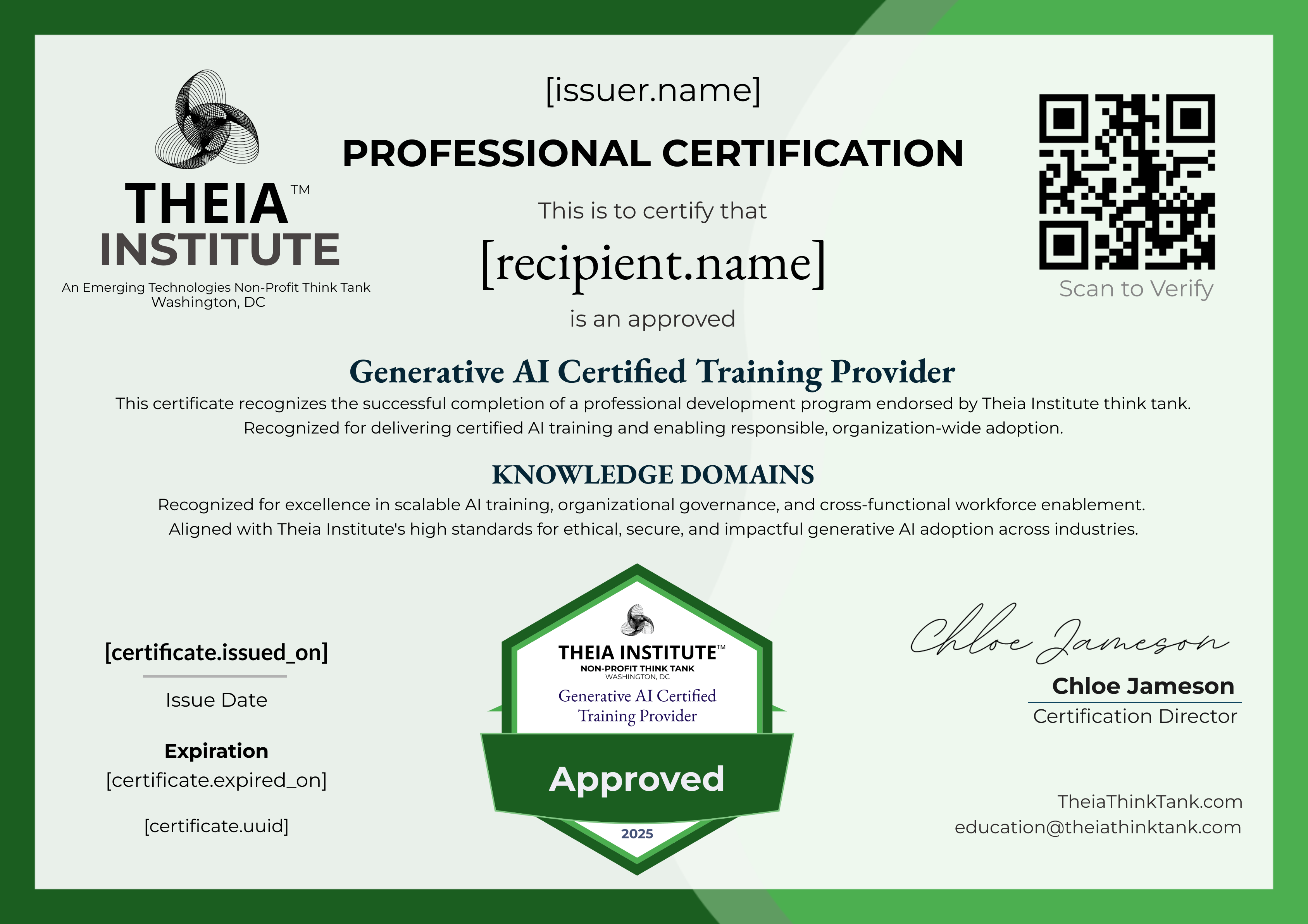 Generative AI Certified Training Provider |  Organization certificate