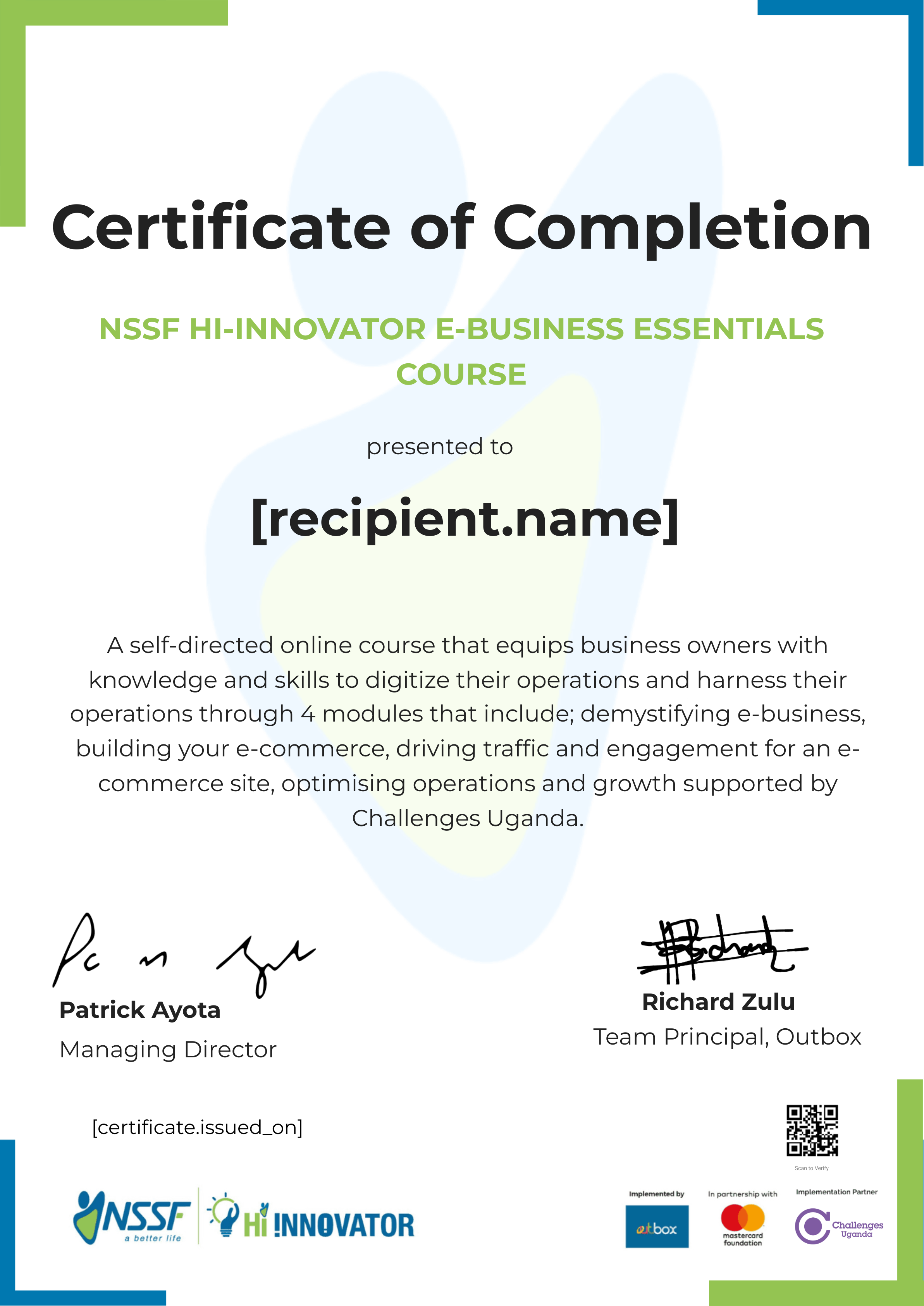 Challenges Uganda E-Business certificate