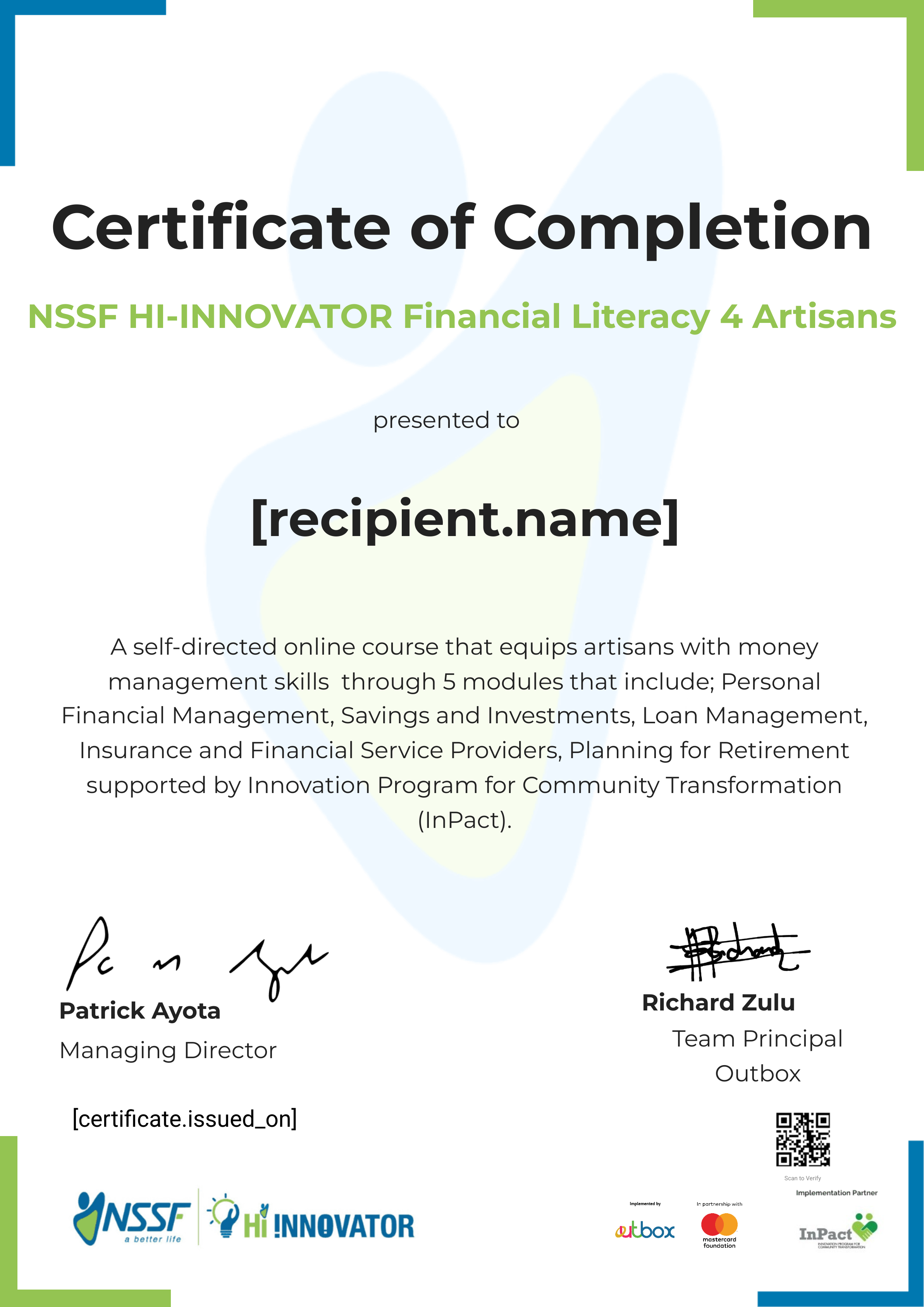 InPact FL 4 Artisans certificate