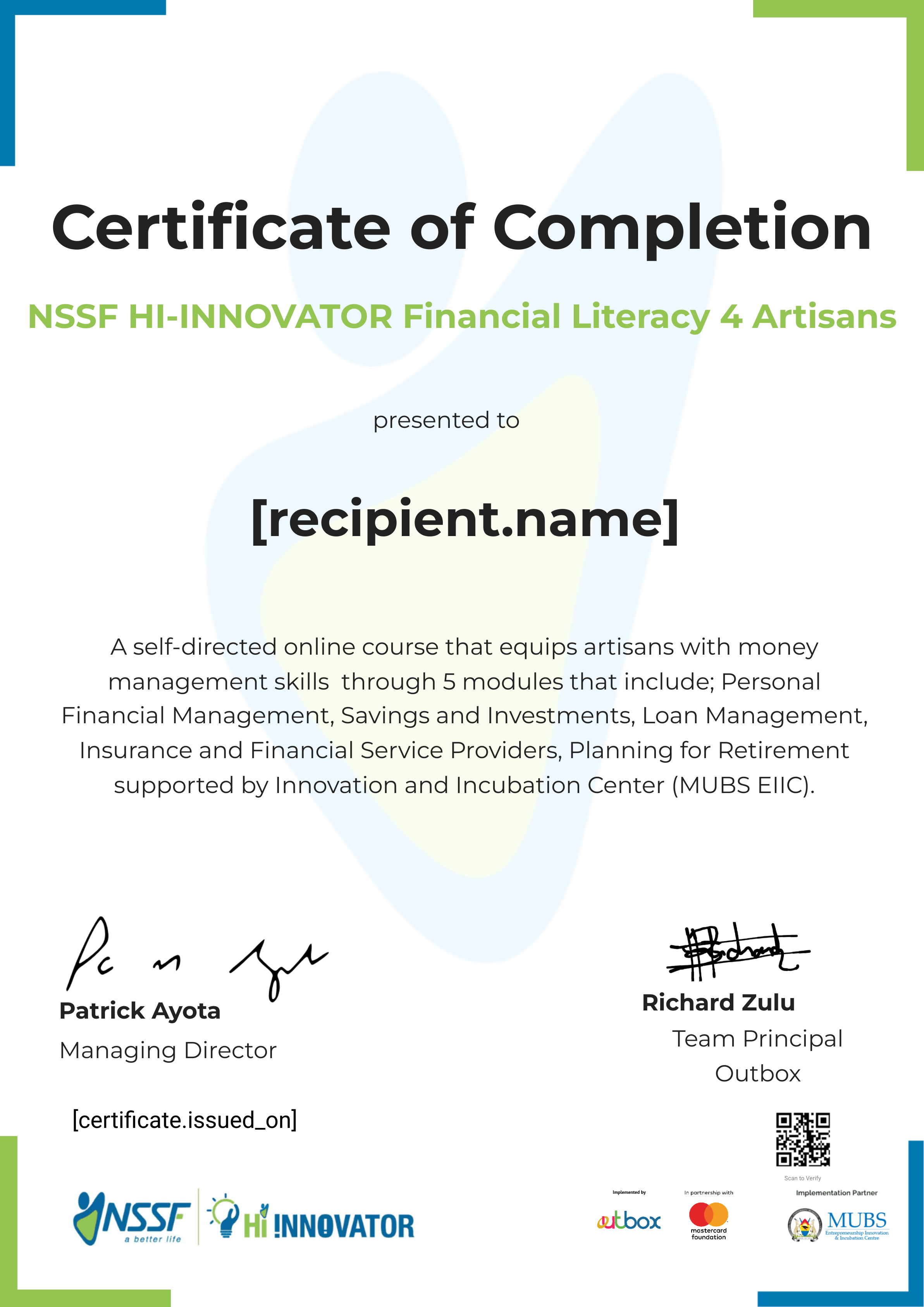 MUBS FL 4 Arisans certificate