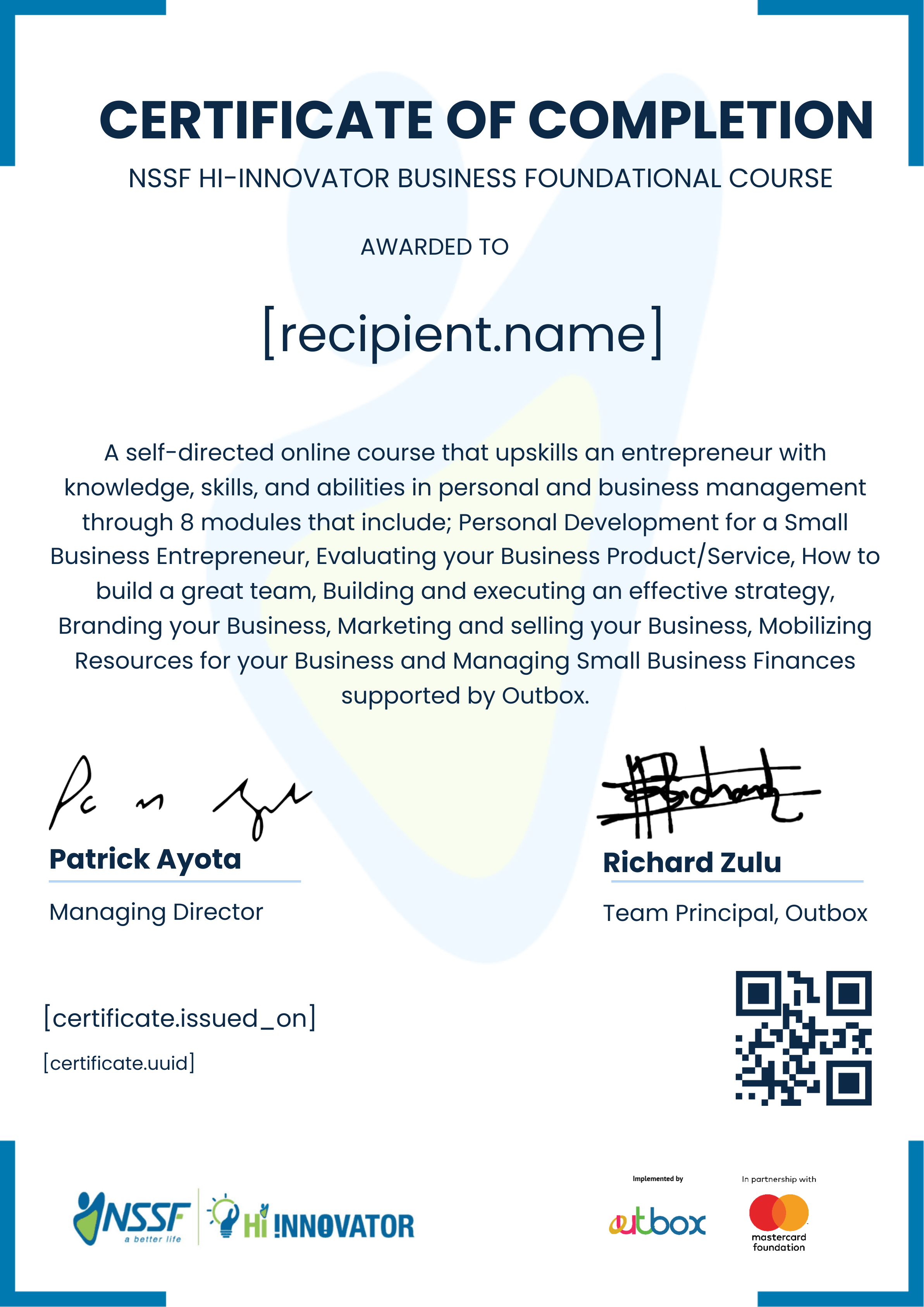 Outbox BFC certificate
