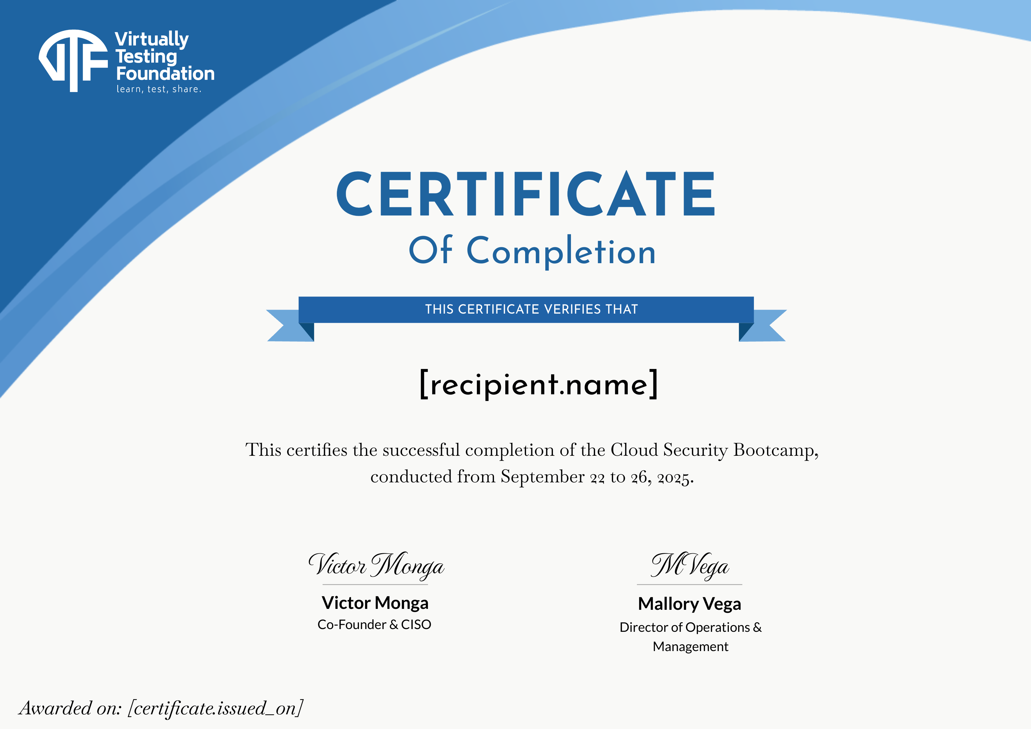 Bootcamp September 2025 certificate