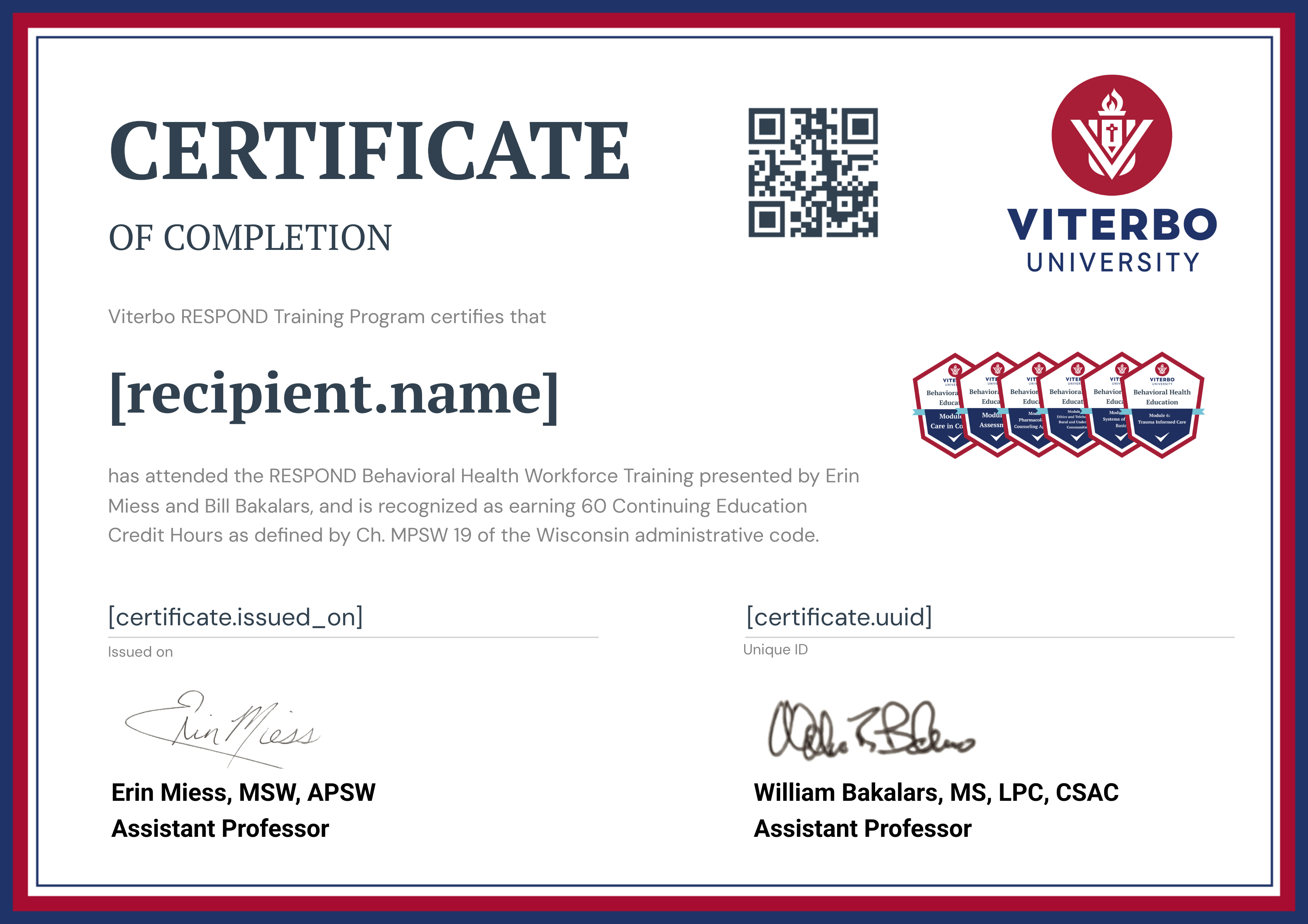 RESPOND Training program certificate