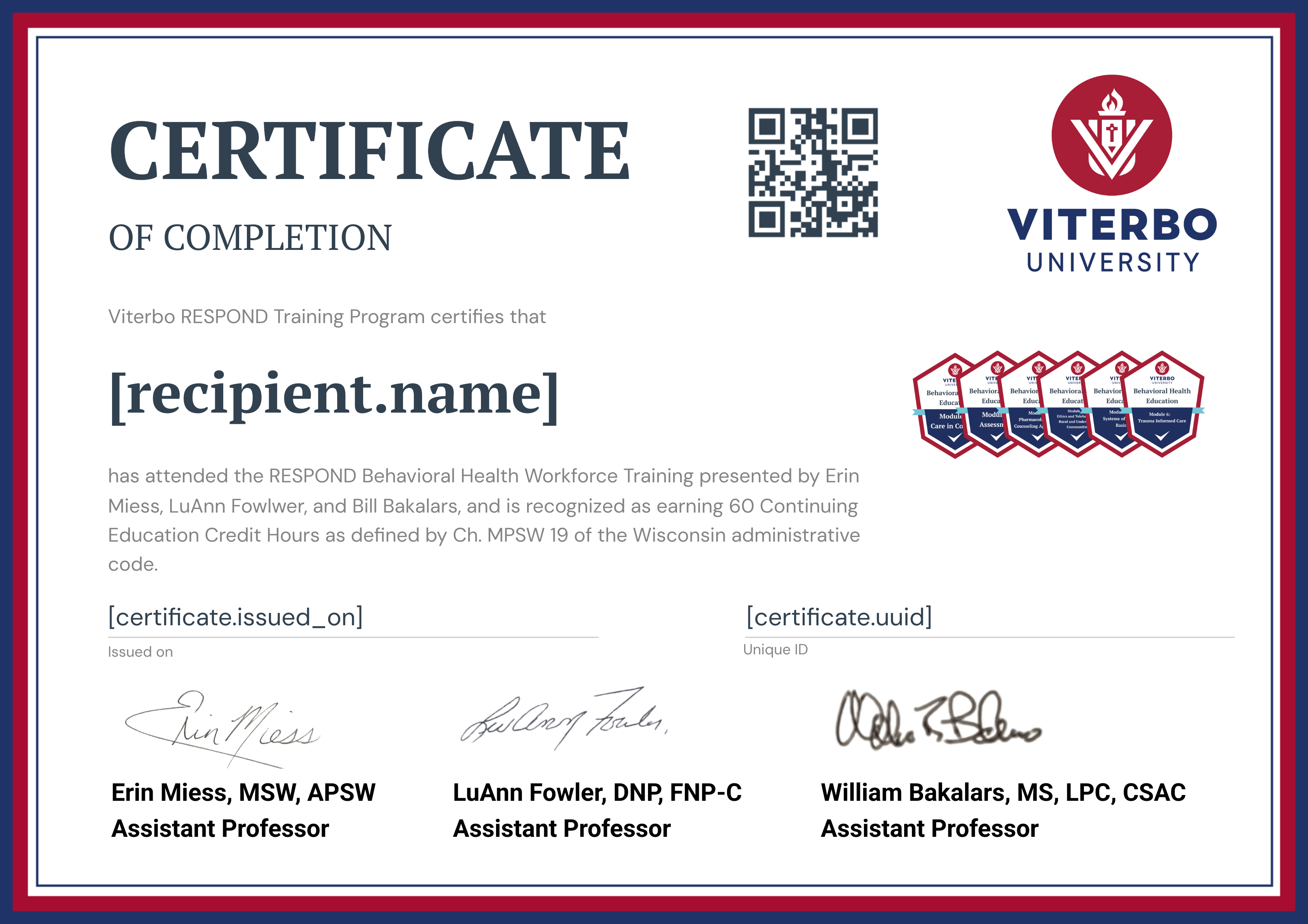 RESPOND Training program certificate