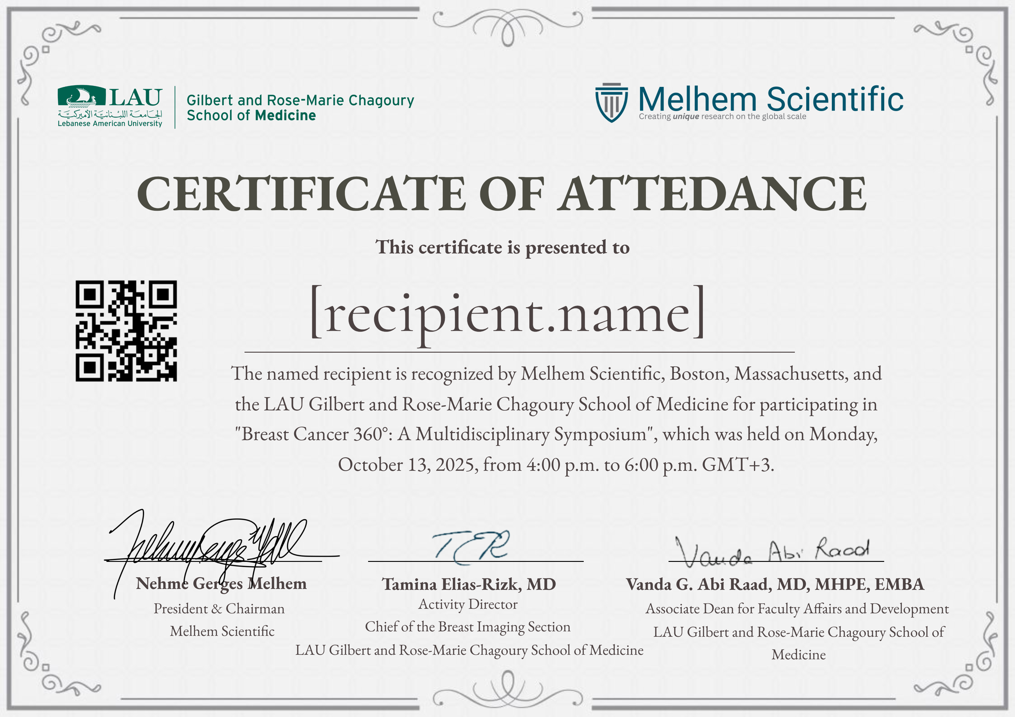 Breast Cancer 360 certificate