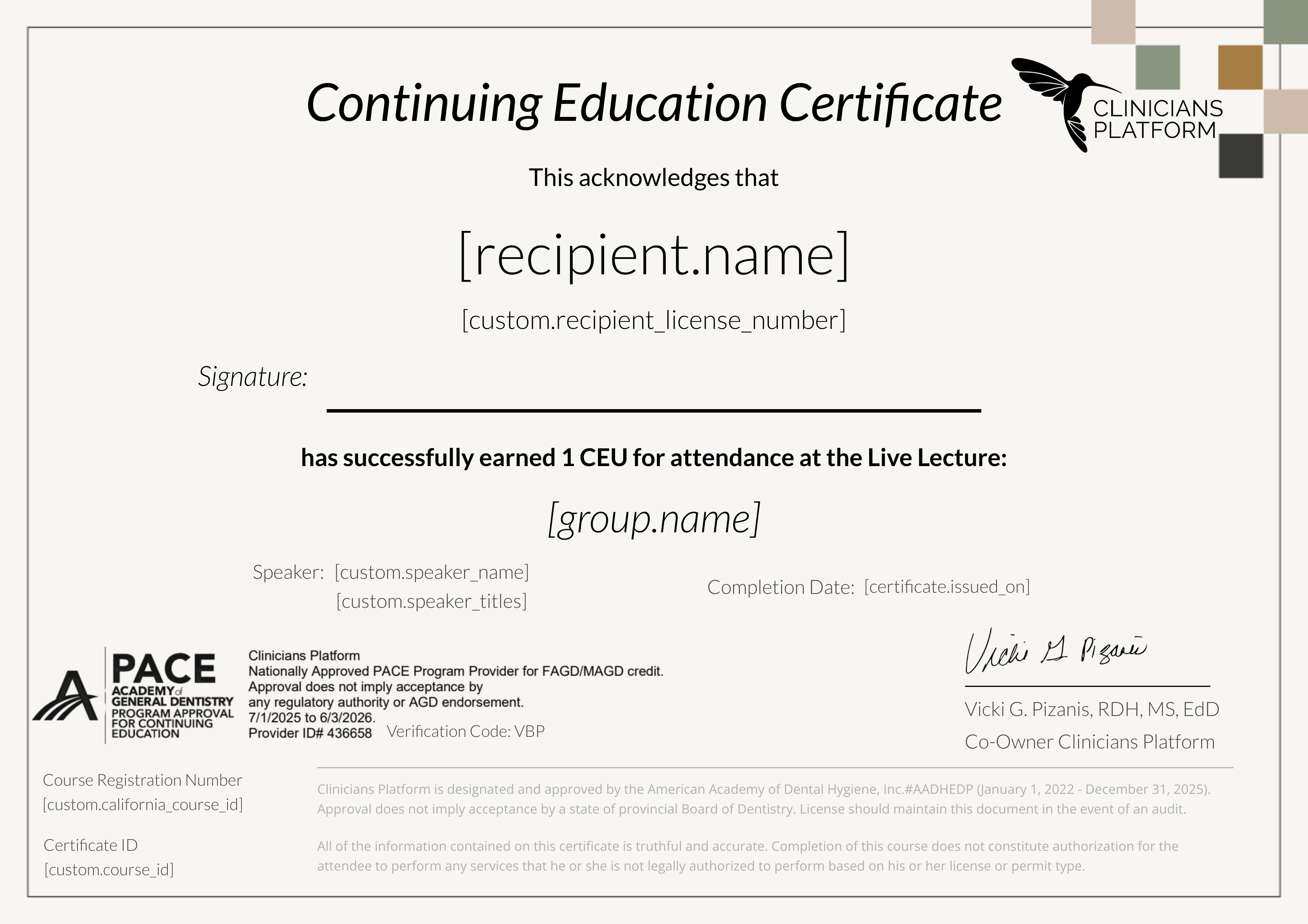 My Oh Myofunctional Therapy - Live certificate