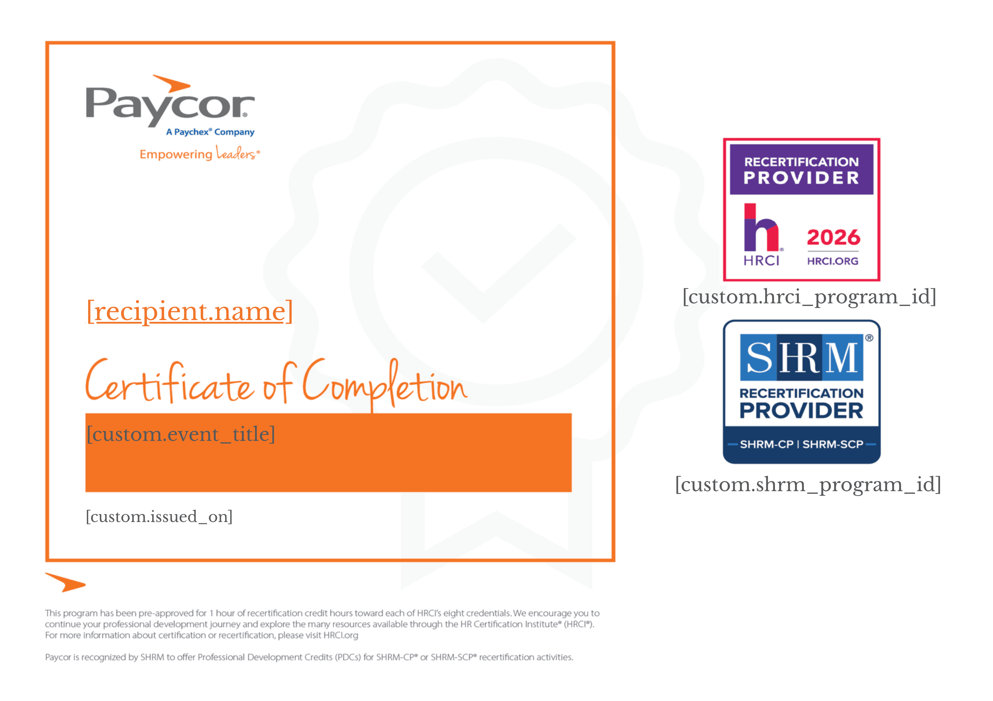 Paycor - SHRM & HRCI certificate