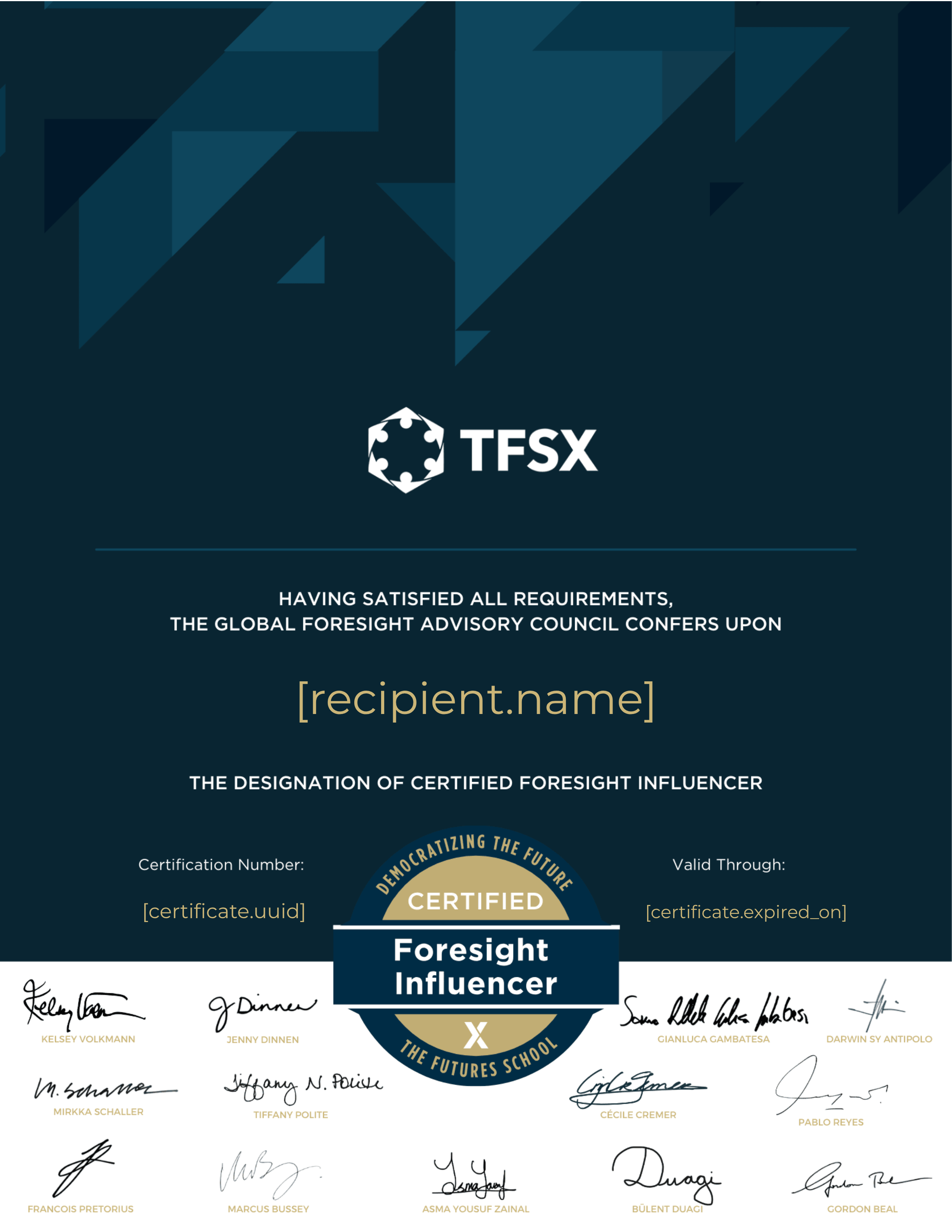 Certified Foresight Influencer certificate