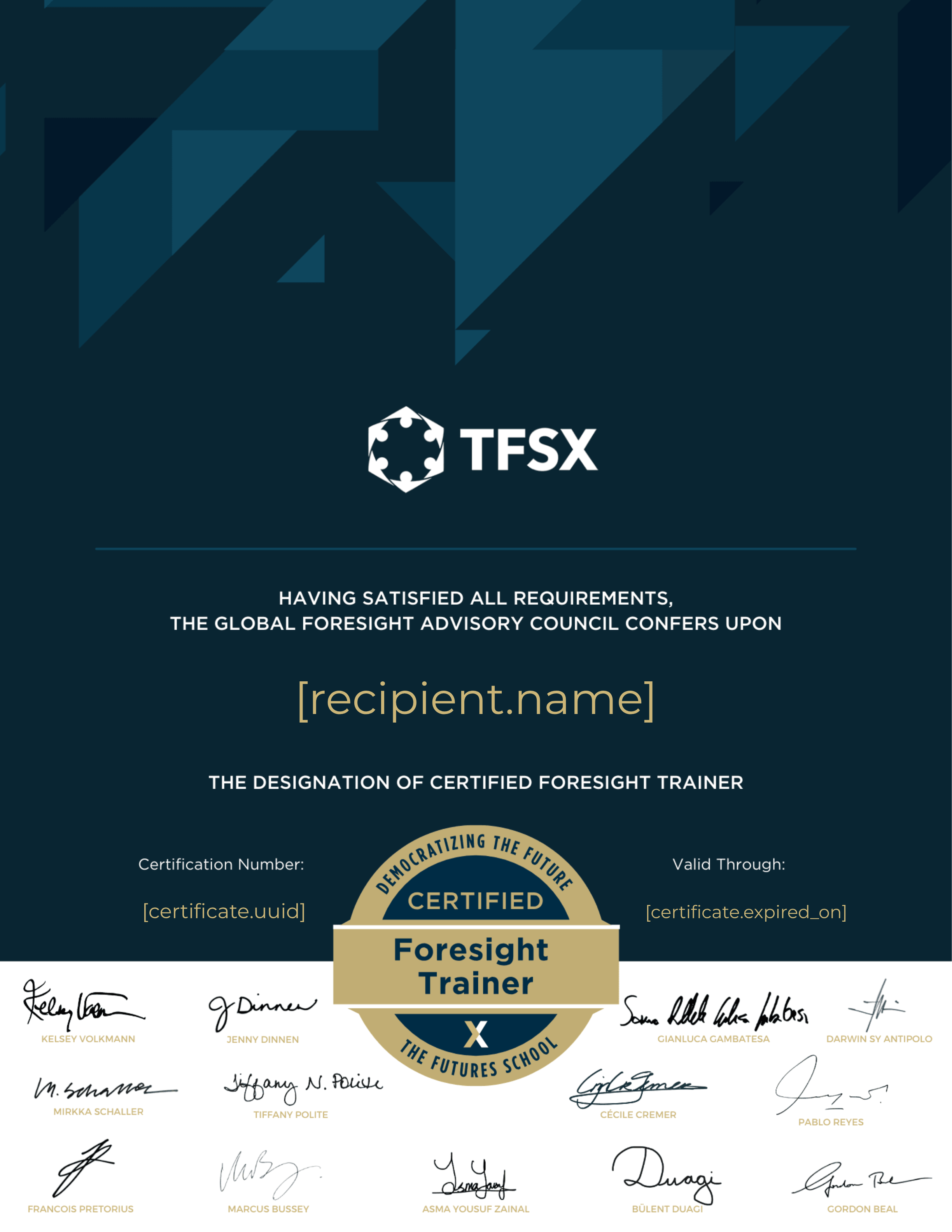 Certified Foresight Trainer certificate