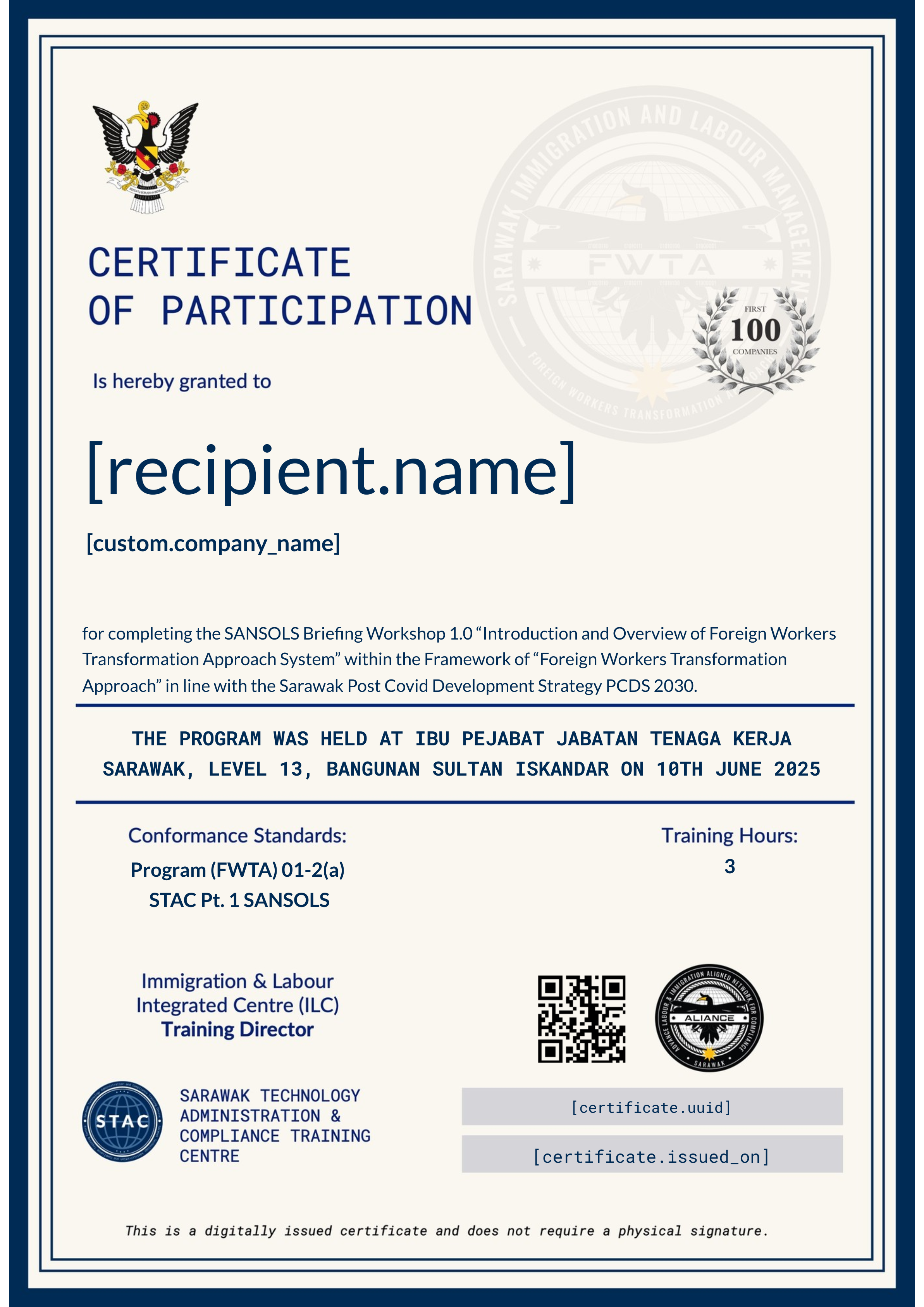 SANSOLS BRIEFING 10TH JUNE 2025 (JTKS HQ) certificate