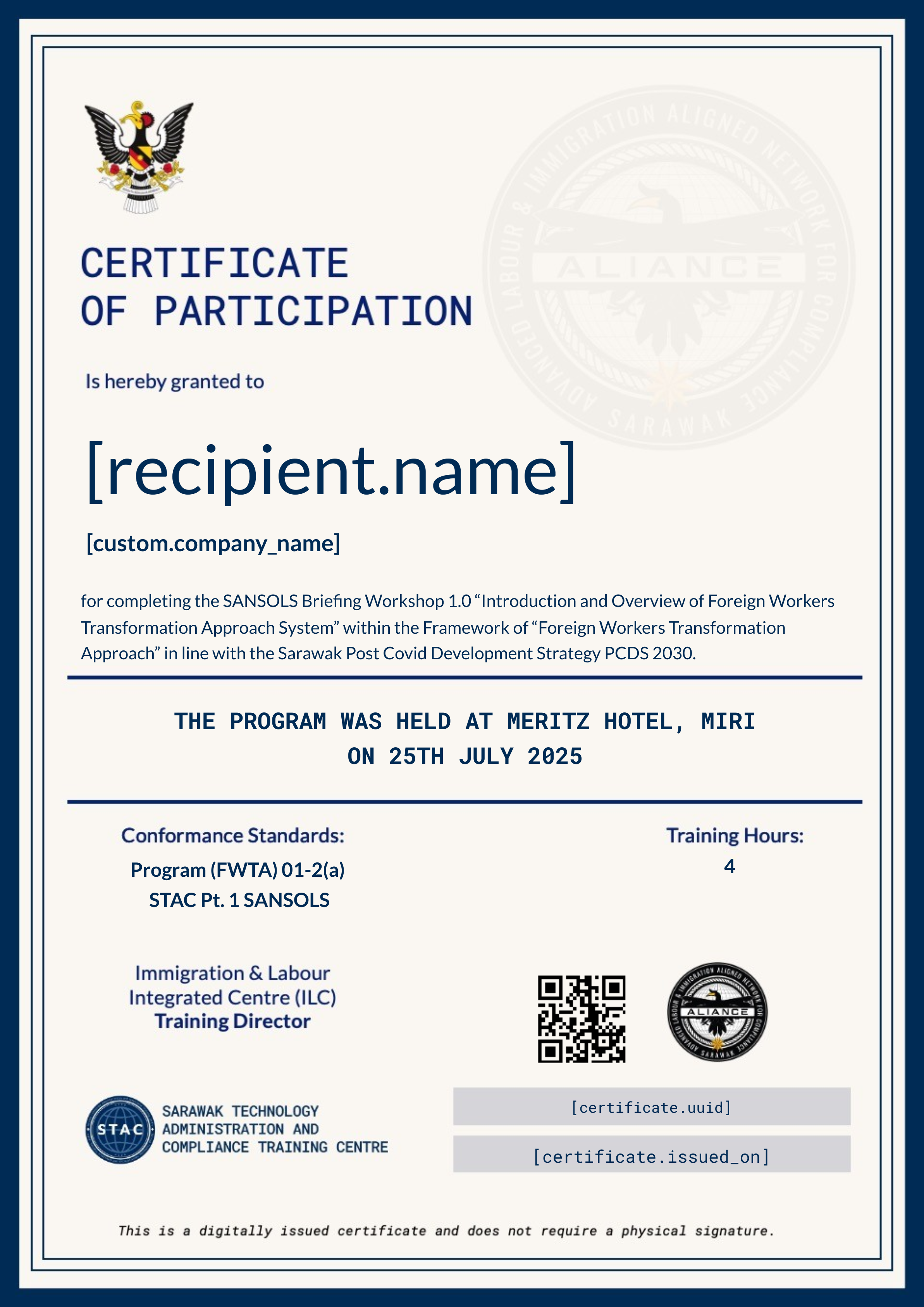 ✅ GOV | SANSOLS 2.0 PTK Training 25/07/2025 (Mertiz Hotel, Miri) certificate