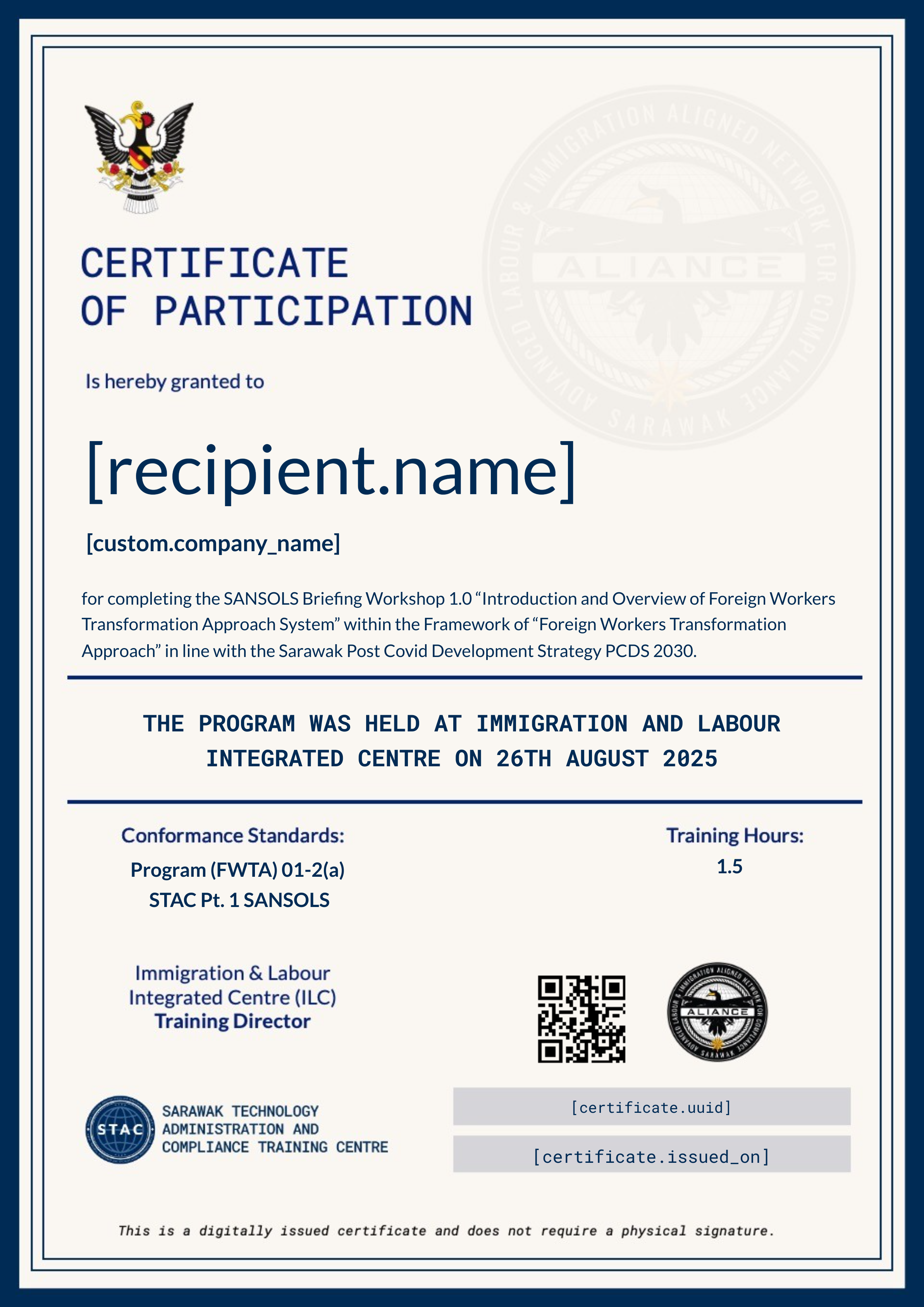 SANSOLS BRIEFING 26TH AUG 2025 certificate