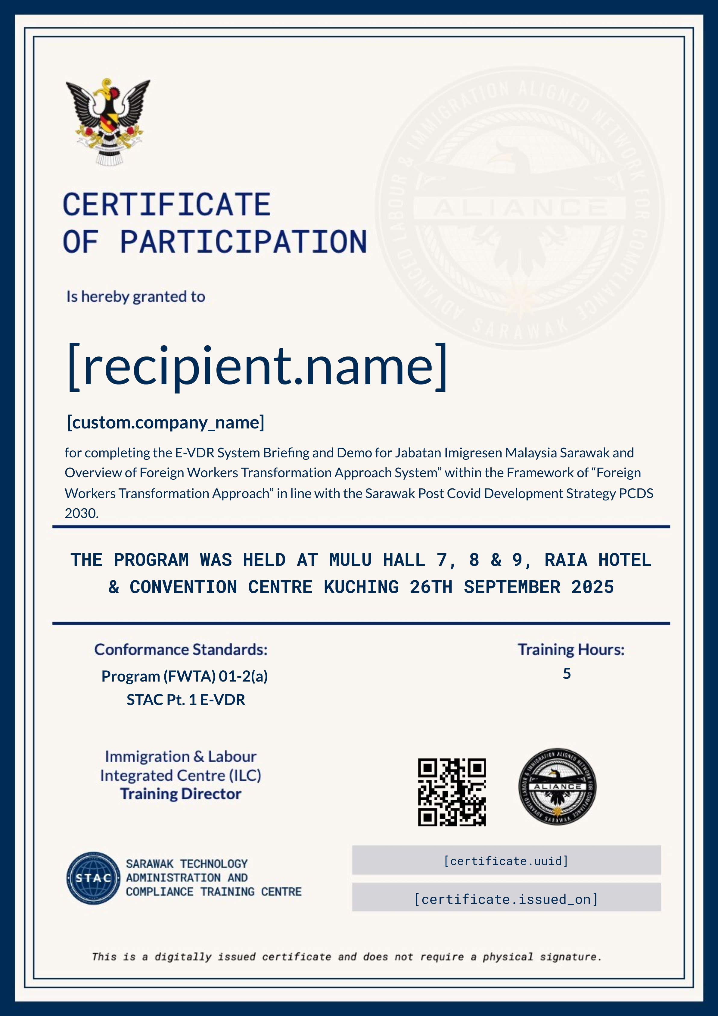 ✅ GOV | Aliance e-VDR System Briefing & Demonstration (JIMS) at Raia Hotel 26/09/2025 certificate