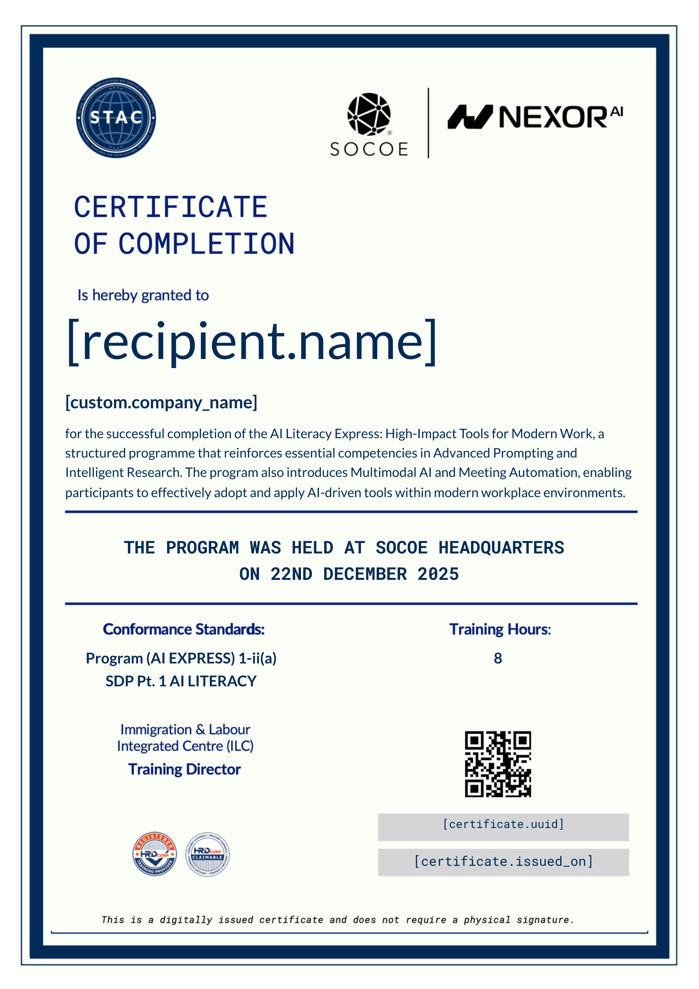 ✅ STAC | AI Literacy Express 22nd December 2025 (Internal) certificate