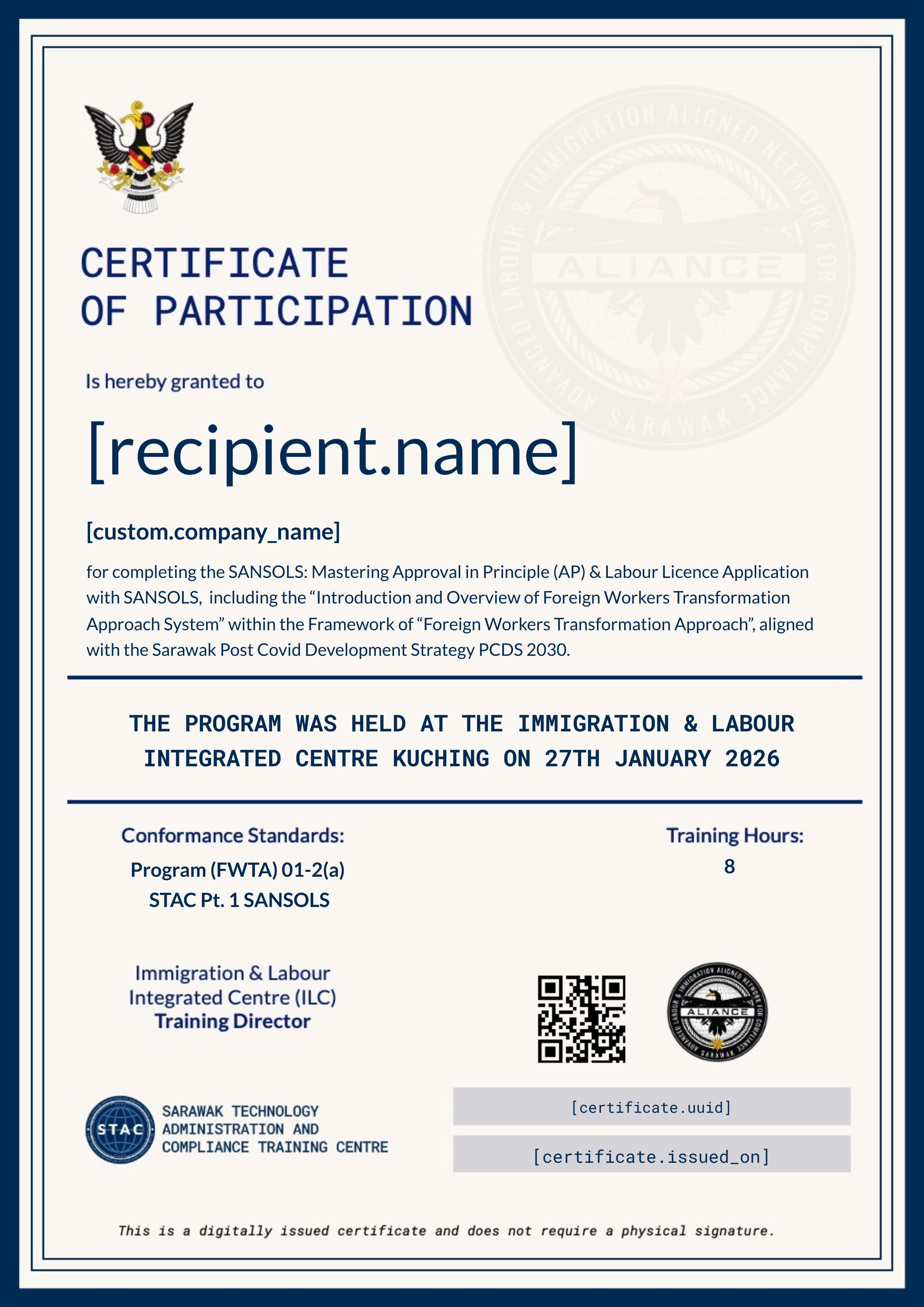 ✅ STAC | SANSOLS 27th January 2026 (COMPANIES) certificate