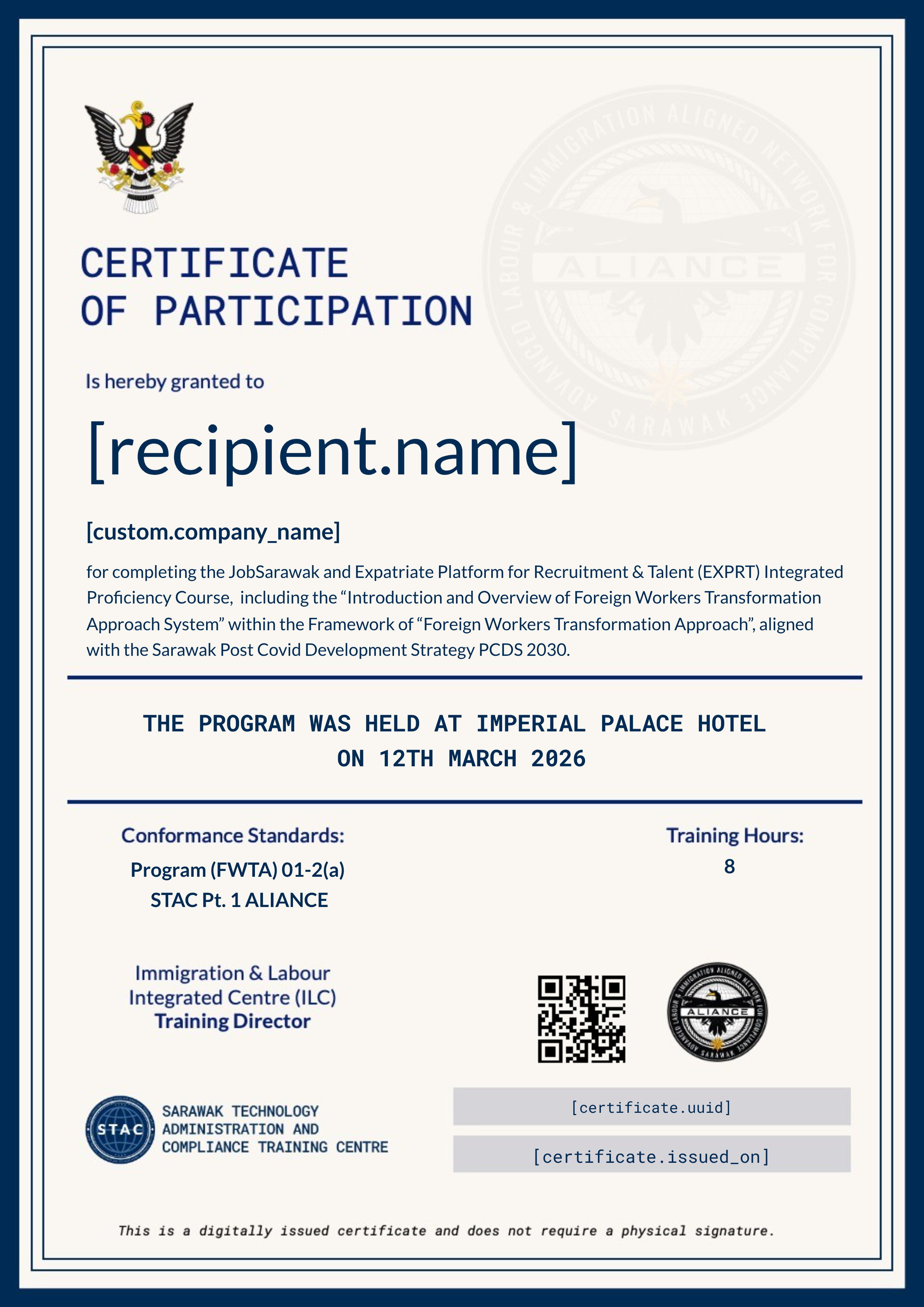 ✅ STAC | JobSarawak & EXPRT 12th March 2026 (COMPANIES) certificate