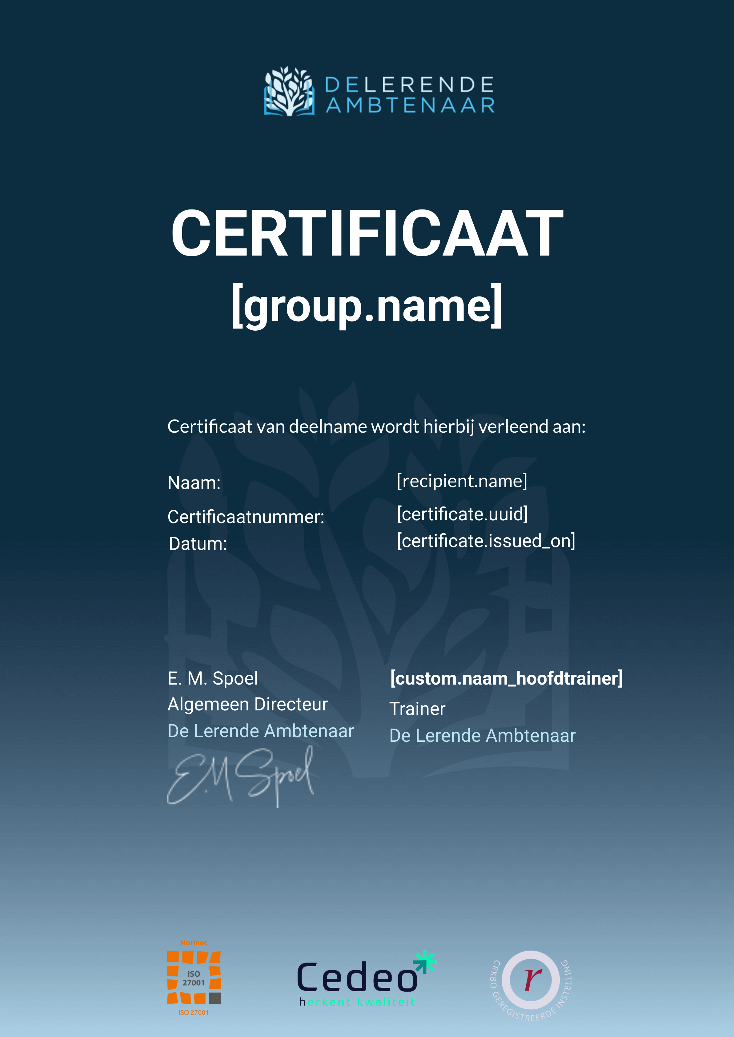 Werken binnen de hedendaagse gemeente certificate