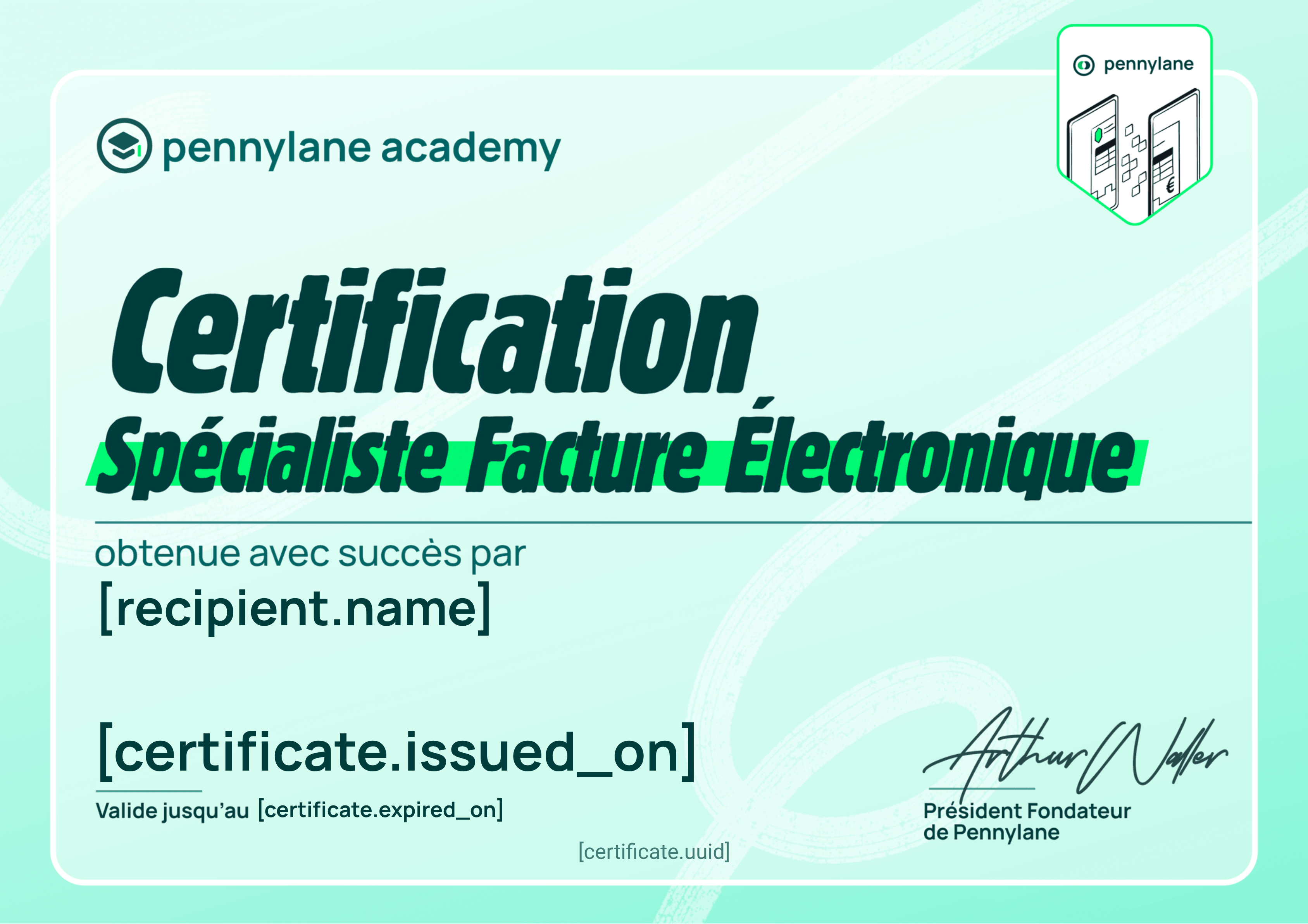 Certification Spécialiste Facture Électronique certificate