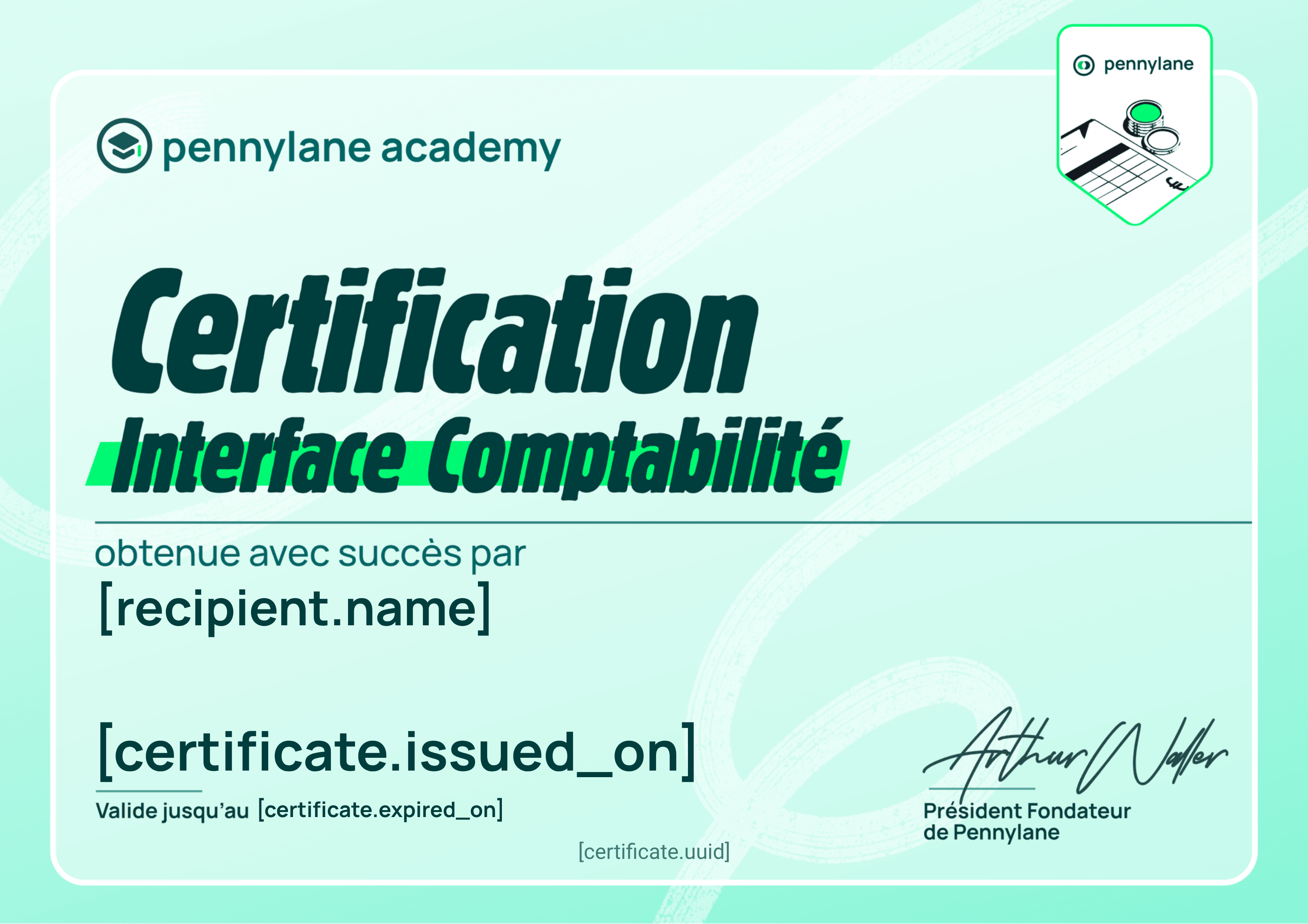Certification Pennylane Interface Comptabilité certificate