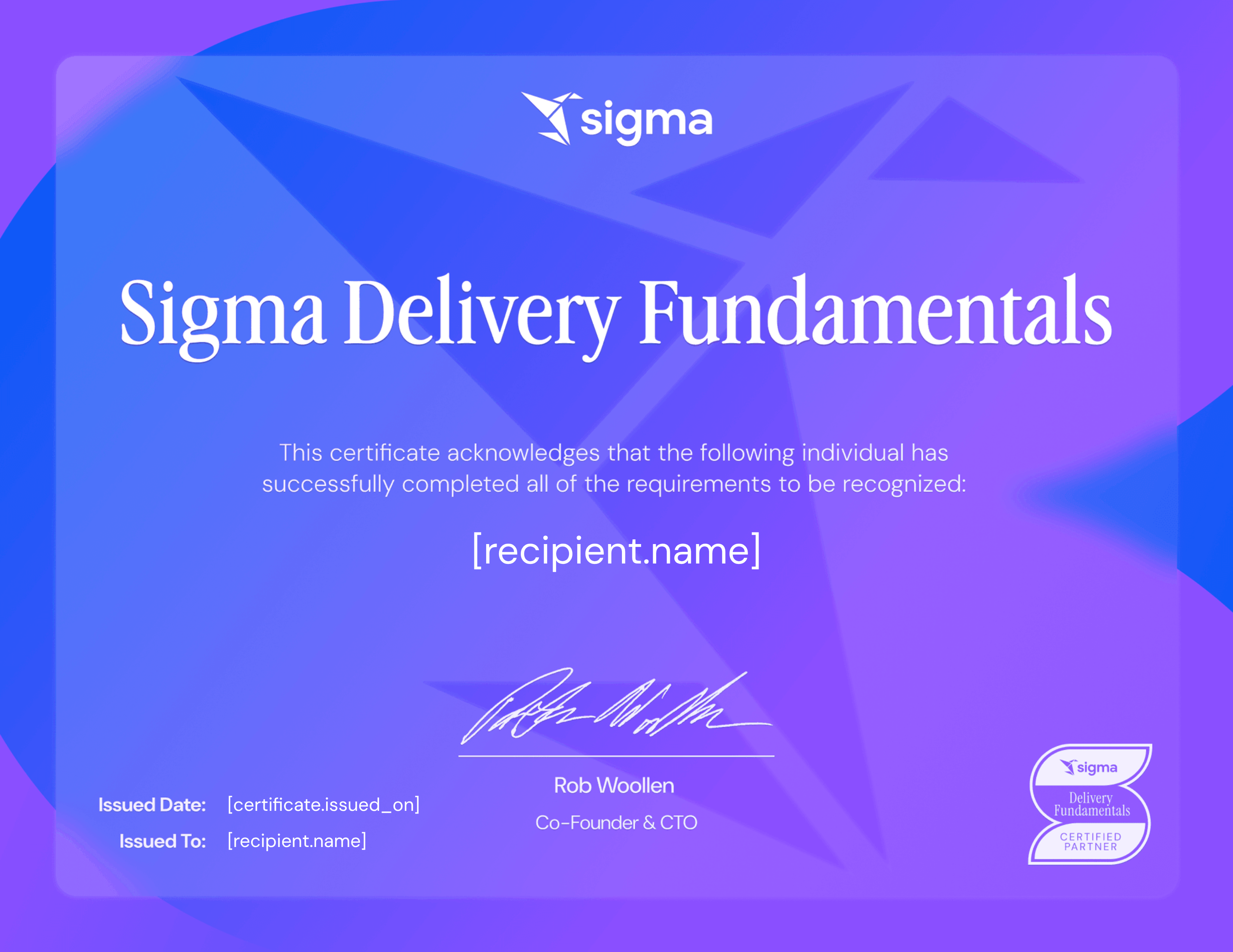 Sigma Partner Delivery Fundamentals certificate