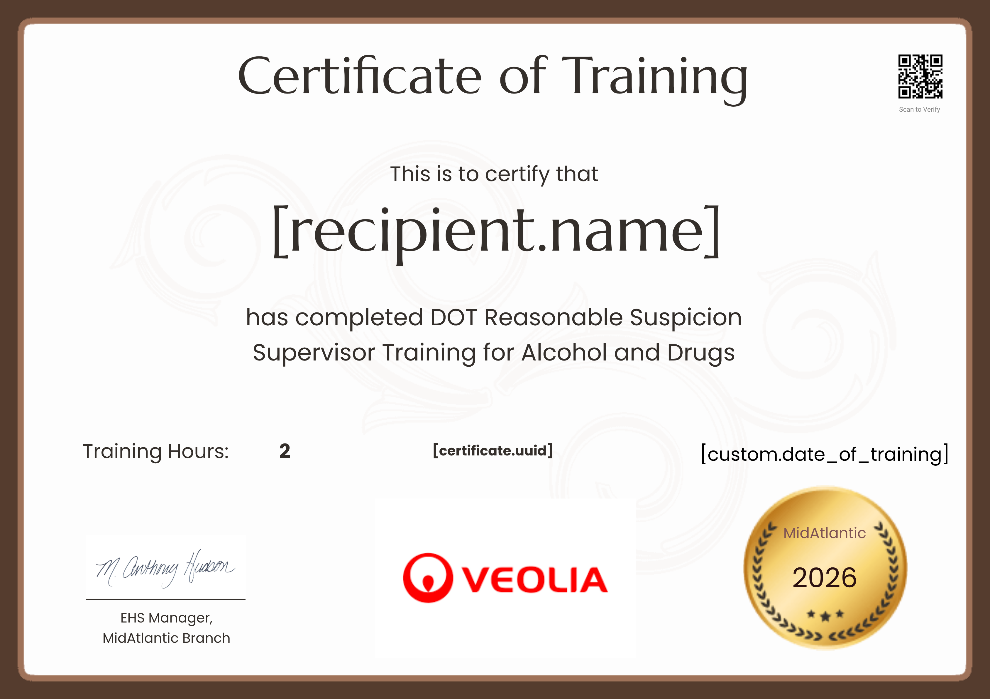 DOT Reasonable Suspicion Supervisor Training