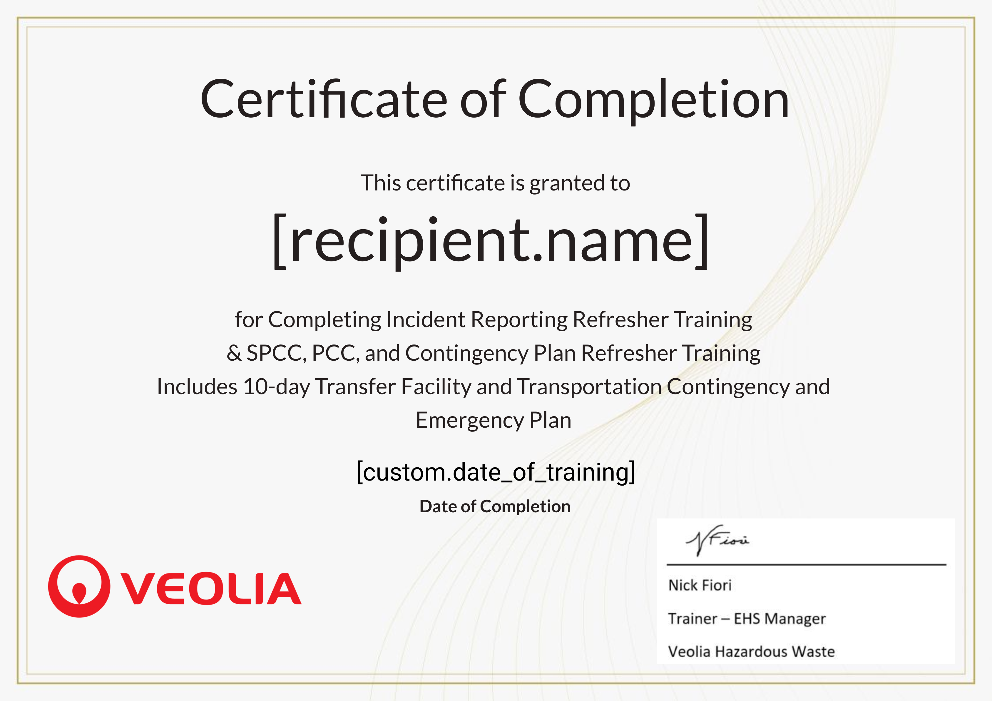 Southeast Branch 2026 Incident Reporting and Contingency Plan certificate