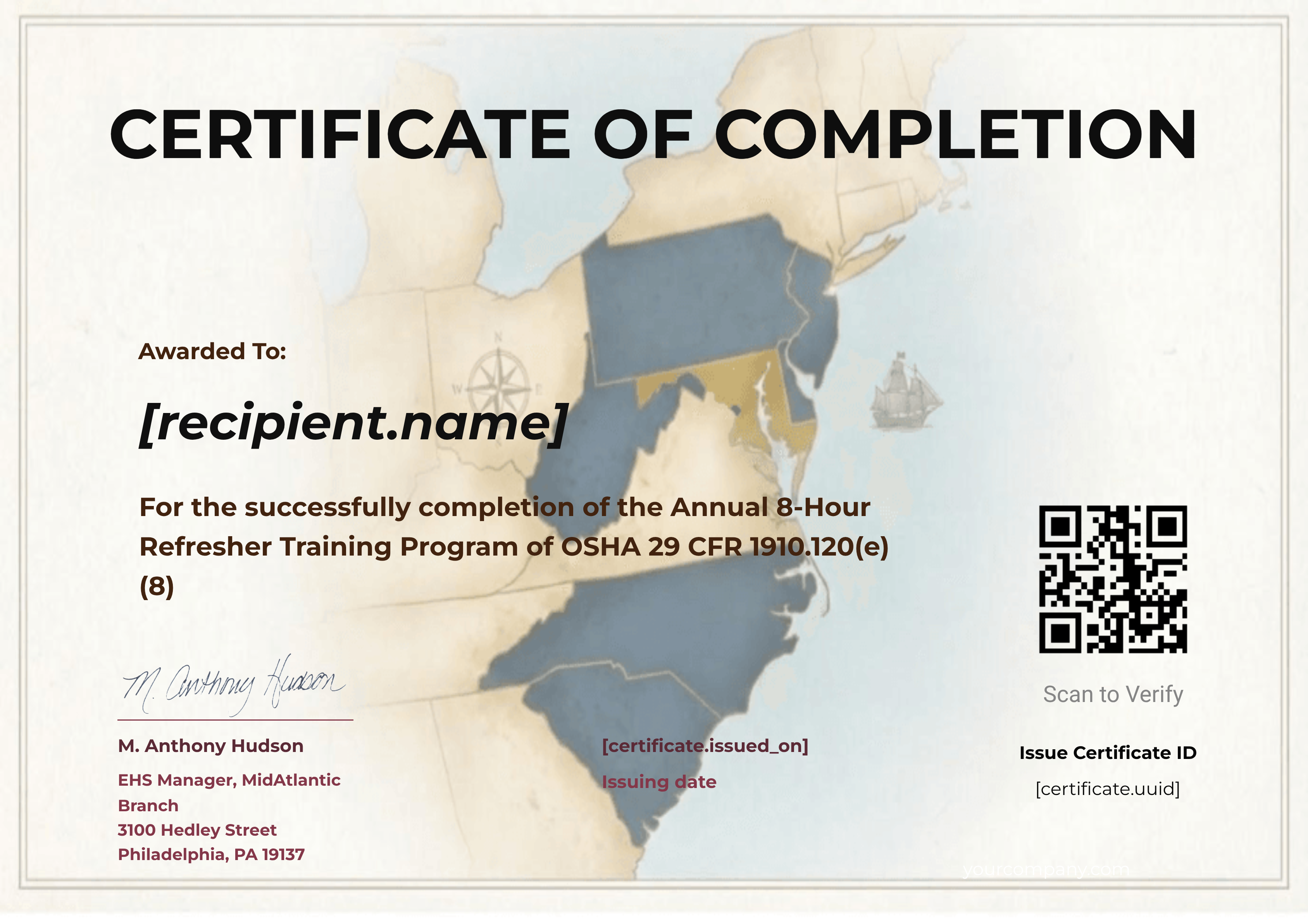 MAB 8 Hour Refresher Training certificate