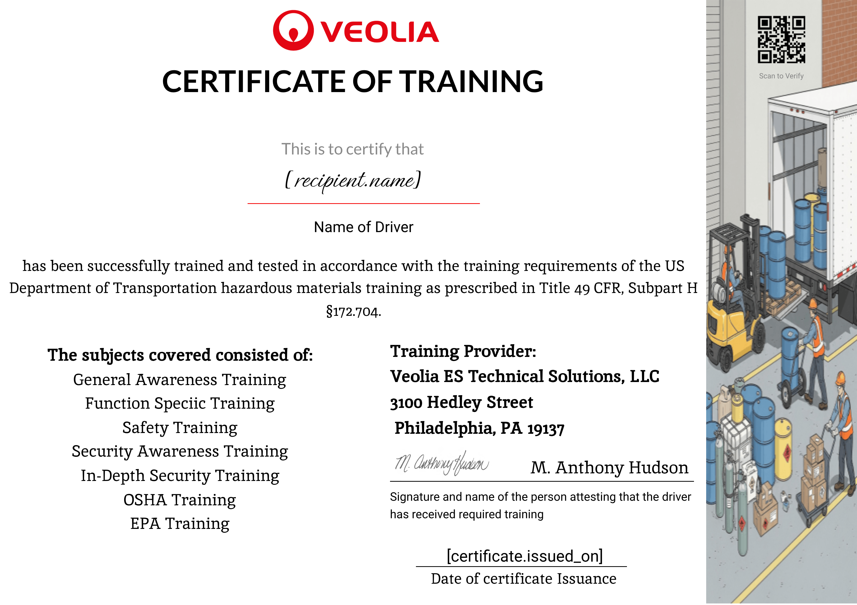 MAB DOT Training certificate