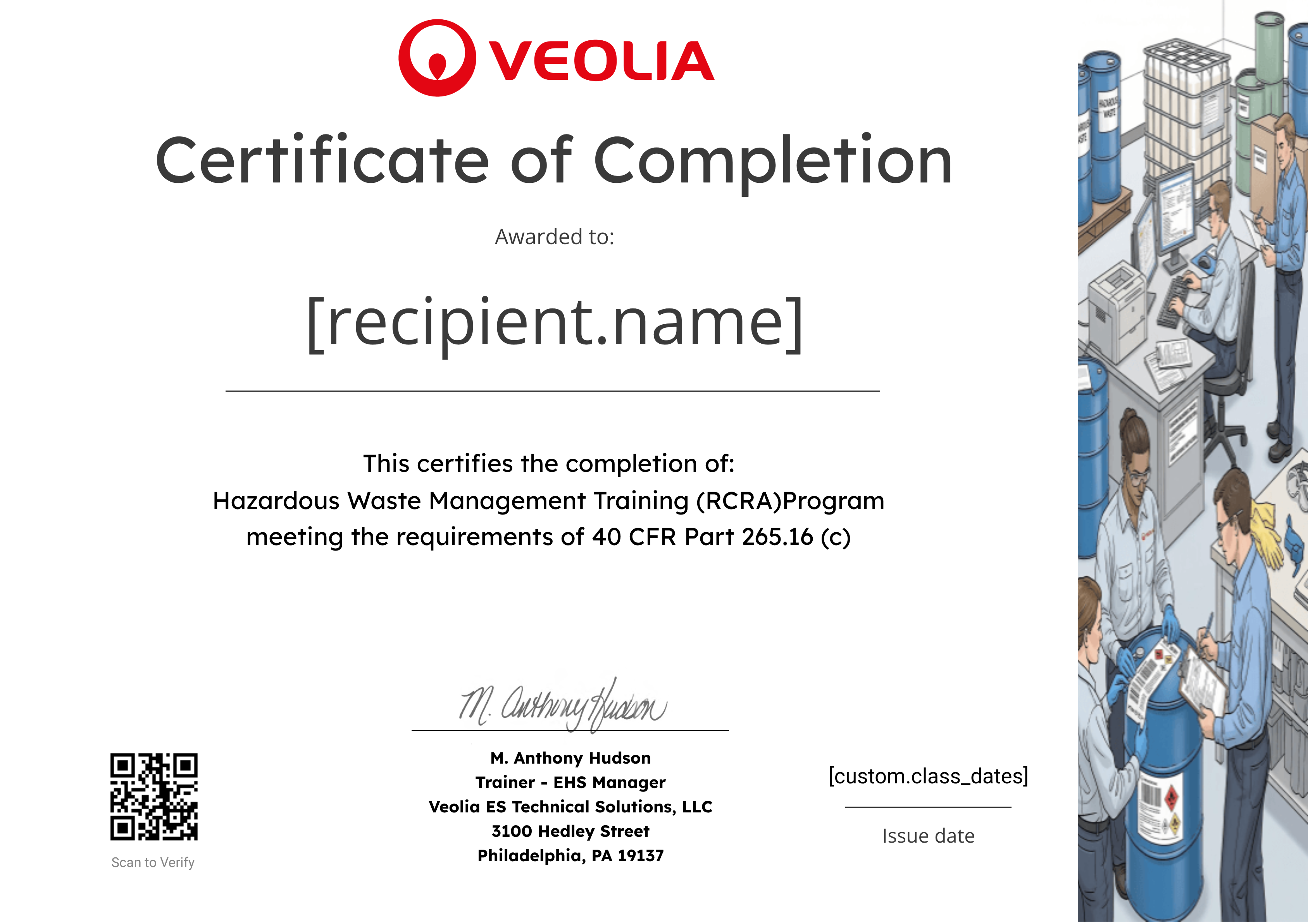 MAB RCRA Training certificate