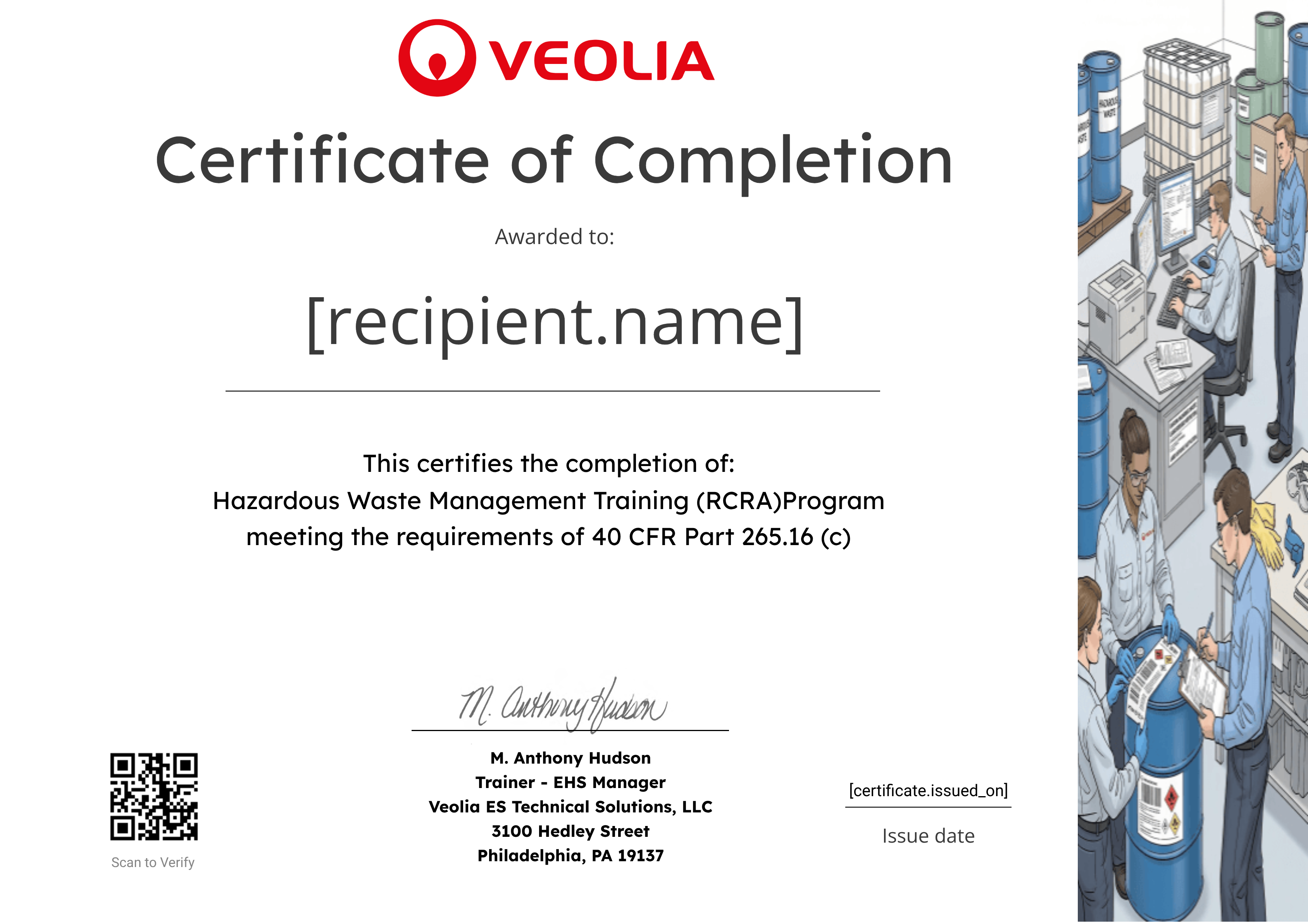 MAB RCRA Training certificate