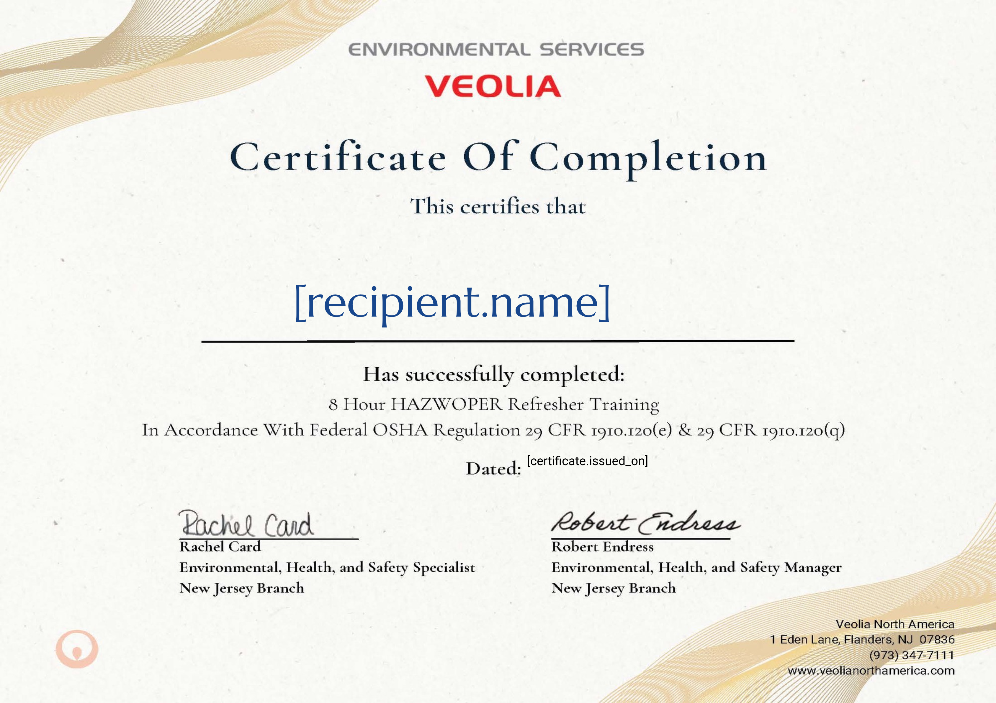 NJB 8 Hour Certificate