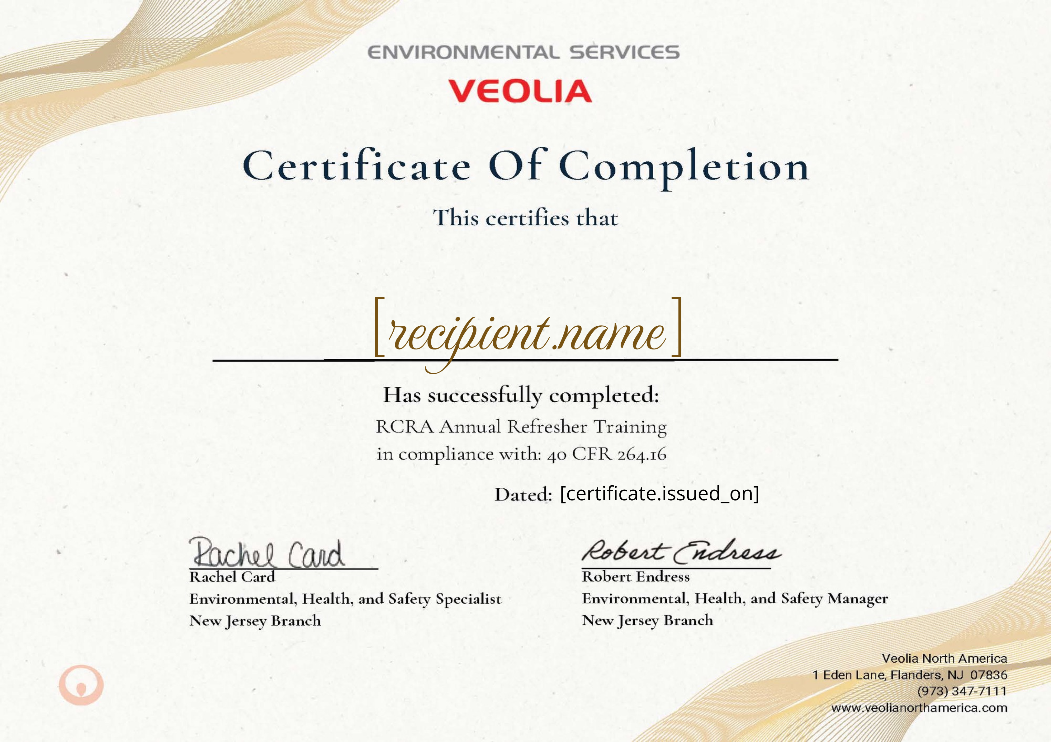 NJB RCRA Certificate