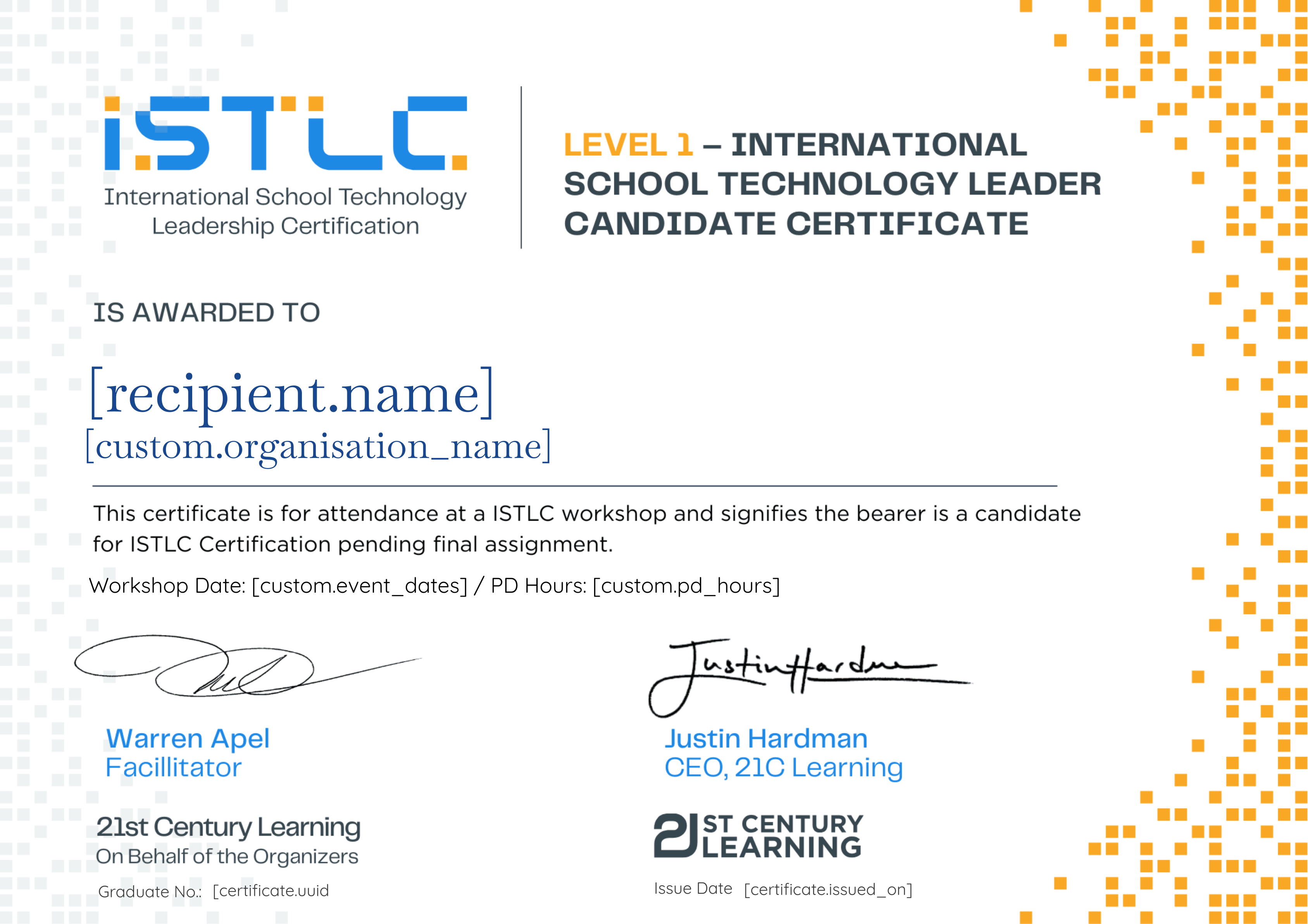 ISTLC Candiate Certificate certificate