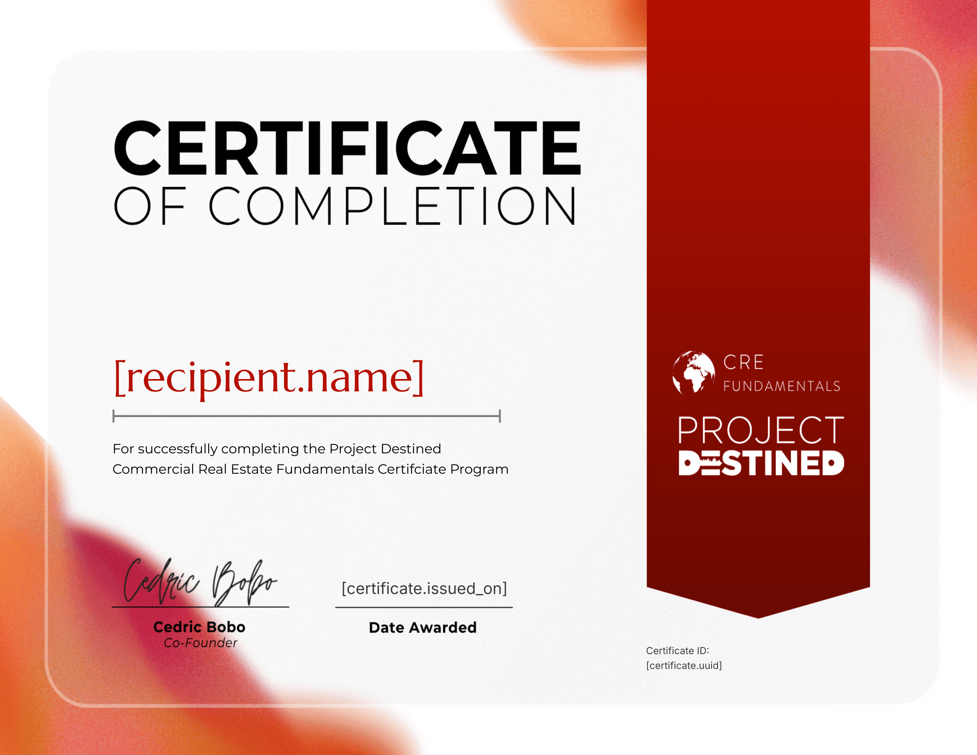 Commercial Real Estate Fundamentals certificate