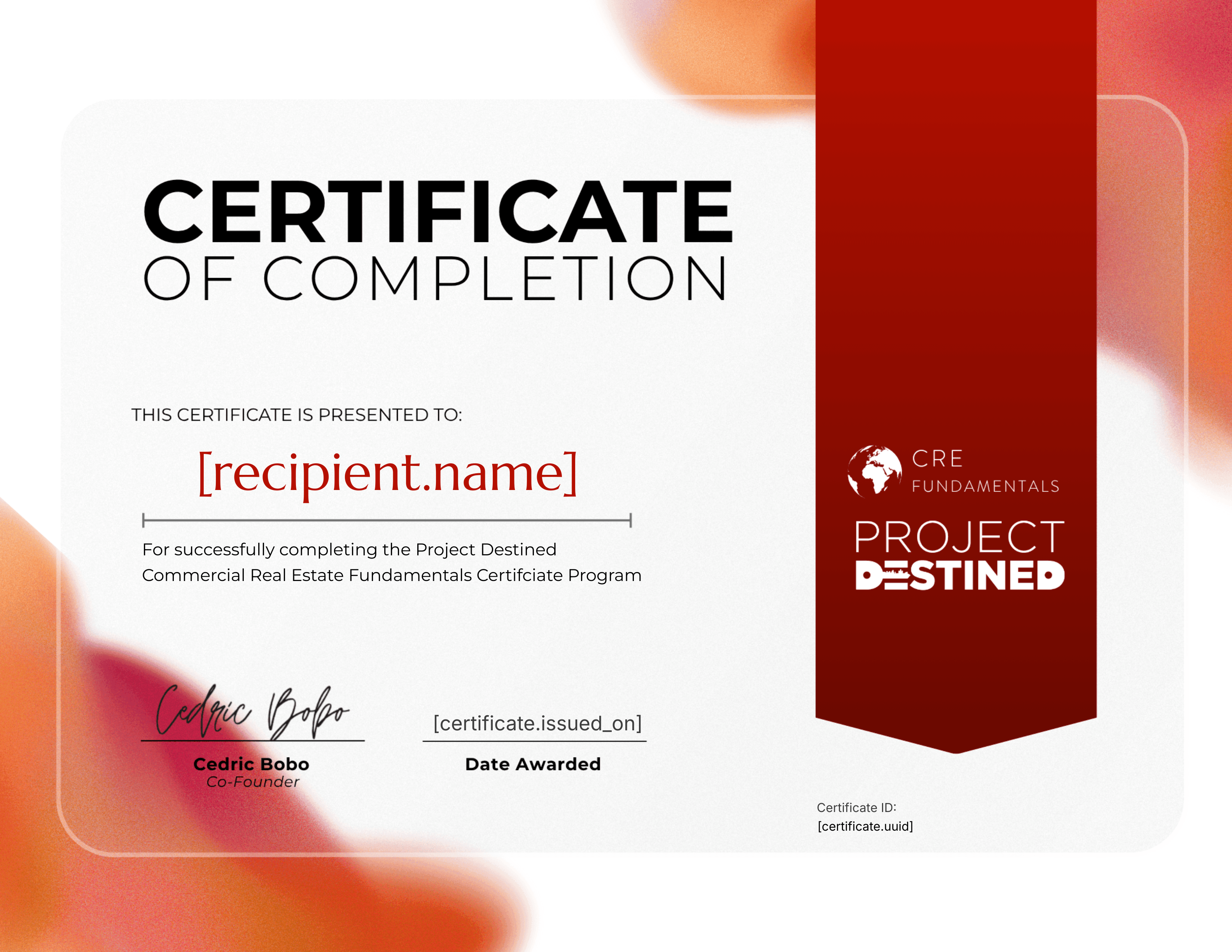 Commercial Real Estate Fundamentals certificate