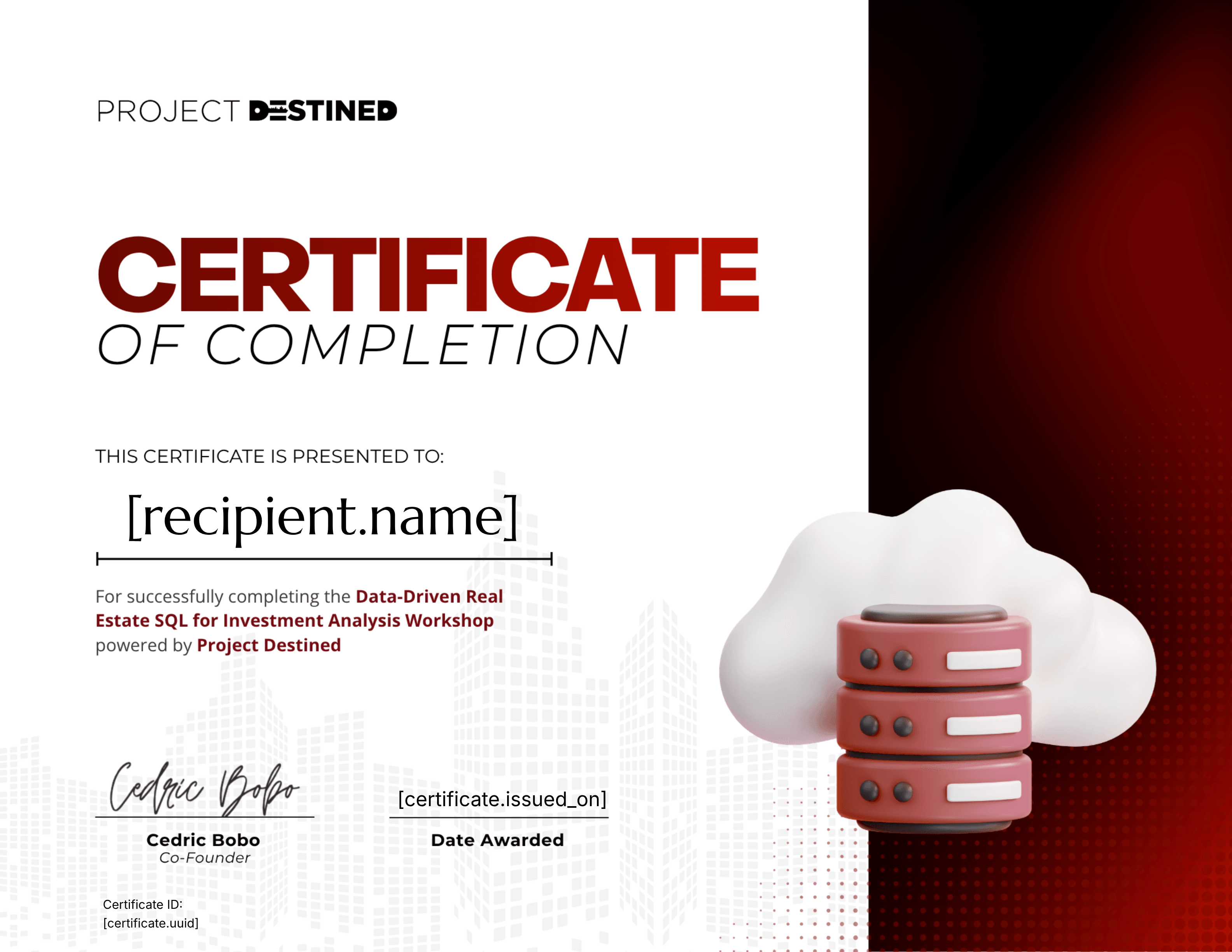 Spring 2026 Data-Driven Real Estate : SQL For Investment Analysis Workshop certificate