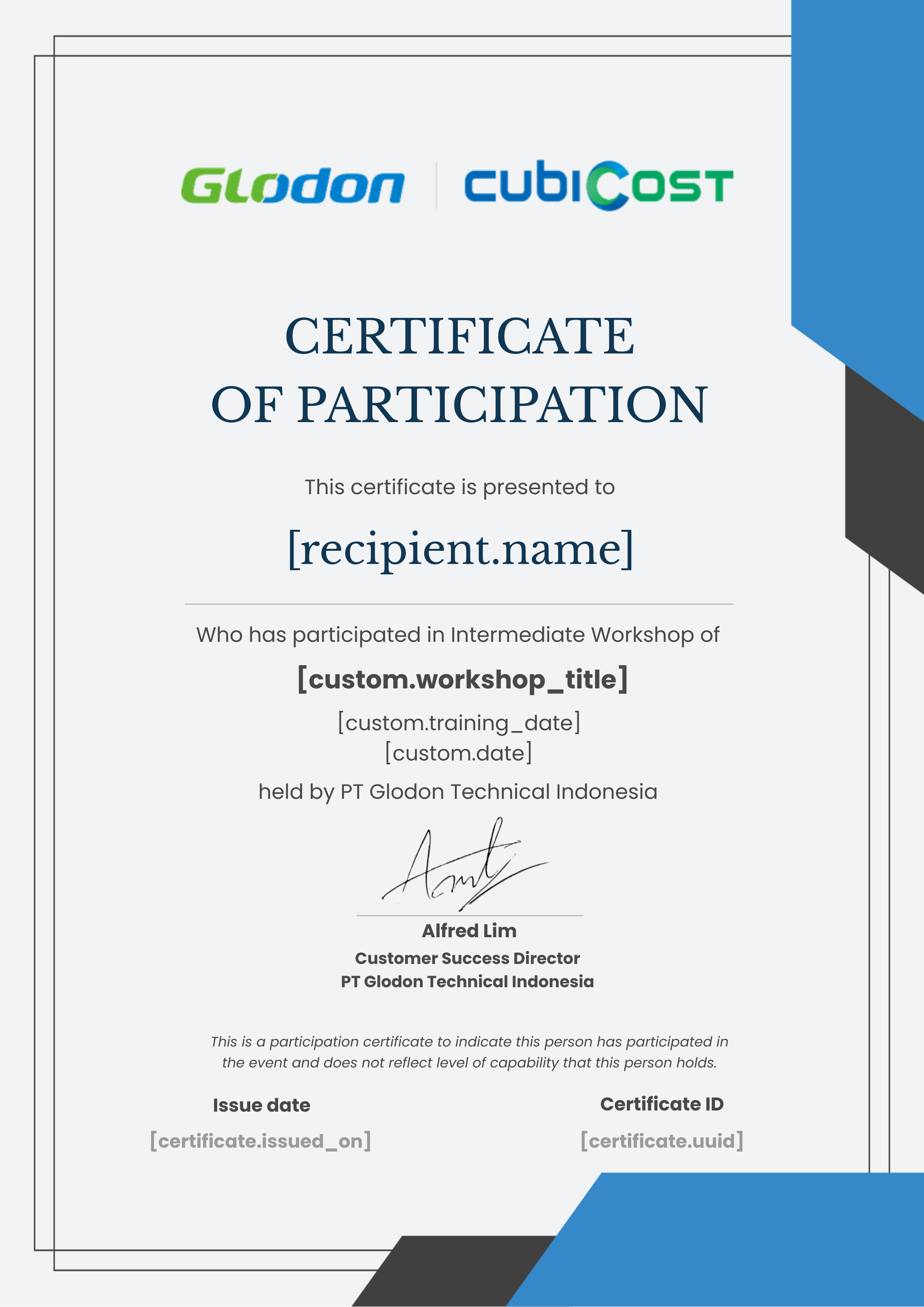 ID-INTERMEDIATE WORKSHOP-PARTICIPATION certificate