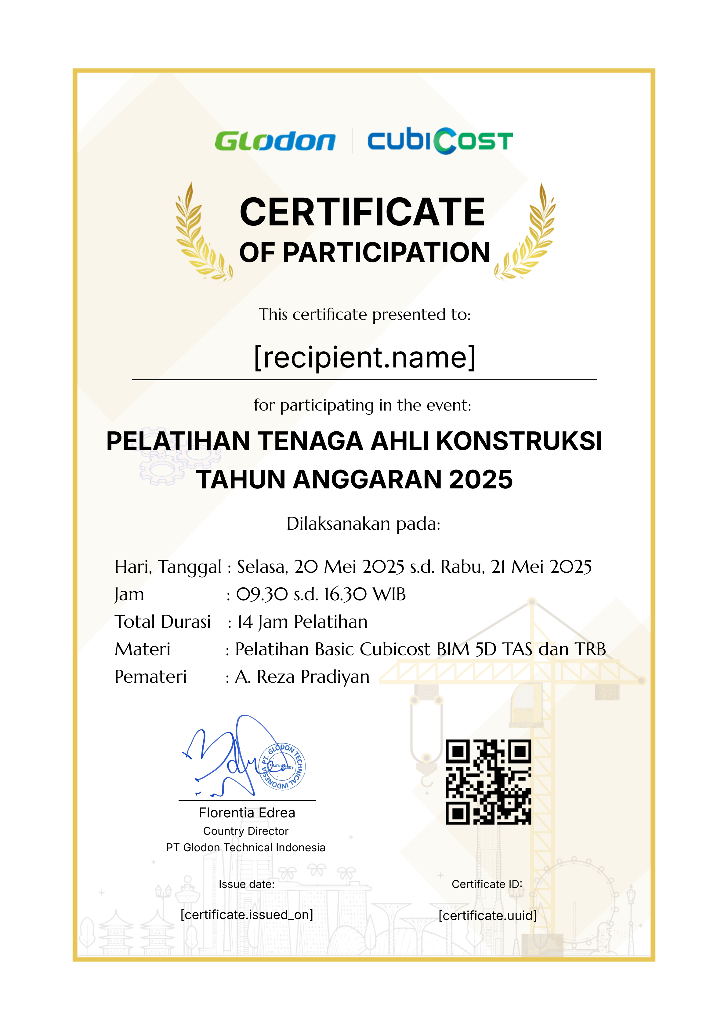 ID-Participation of Training PUPR Jawa Timur certificate