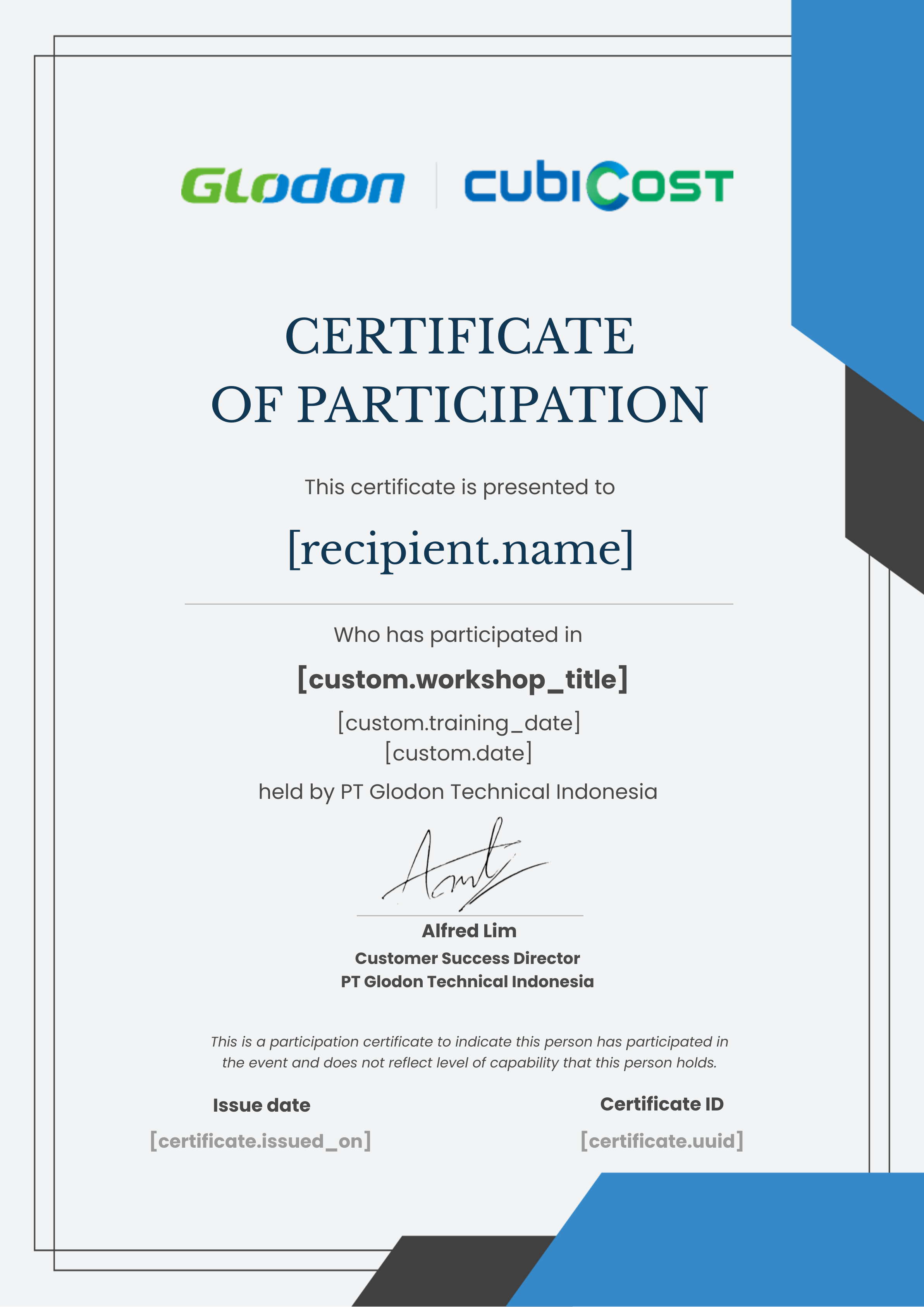 ID Basic Training Participation certificate