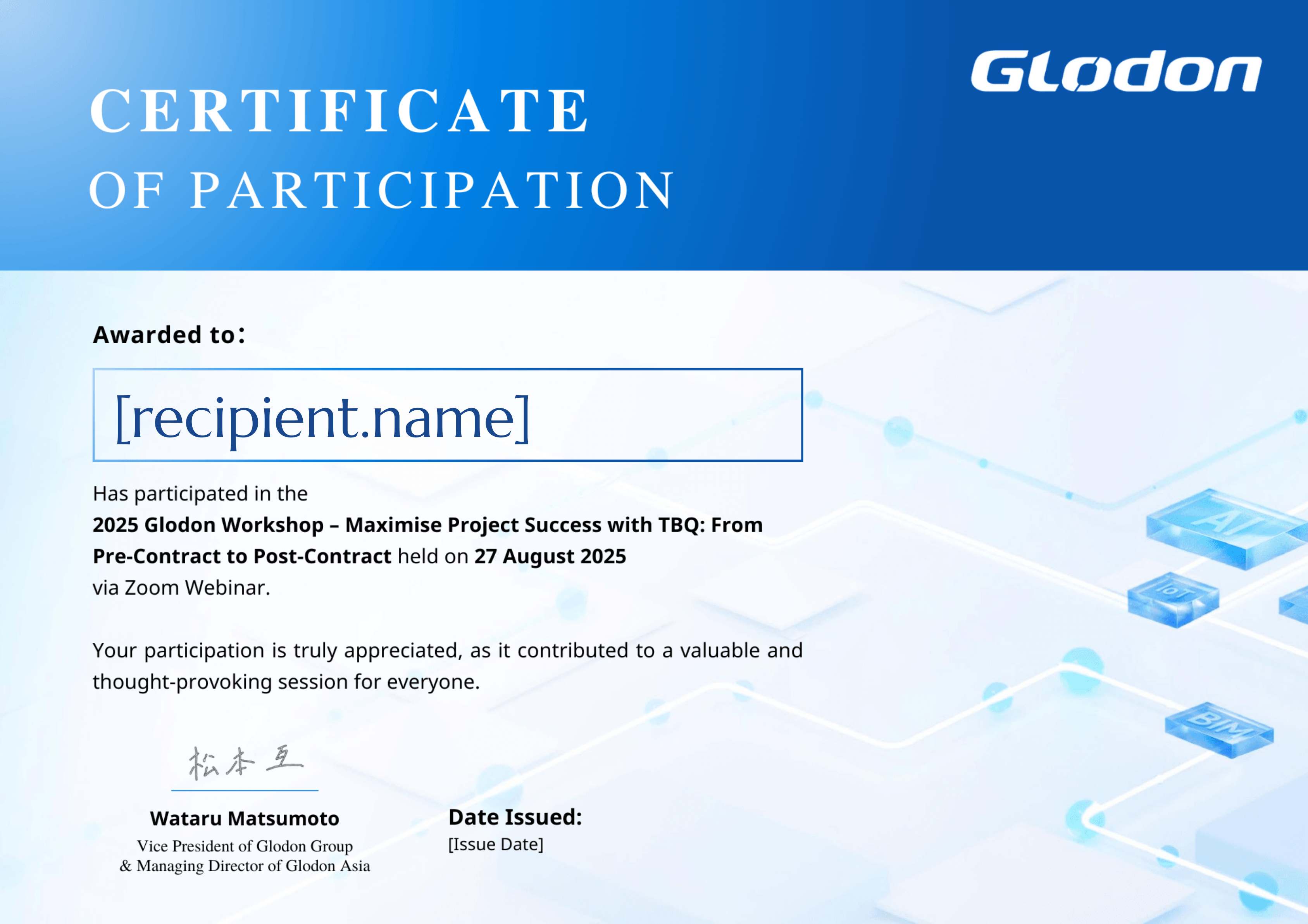 MY-TBQ WORKSHOP 2025 certificate